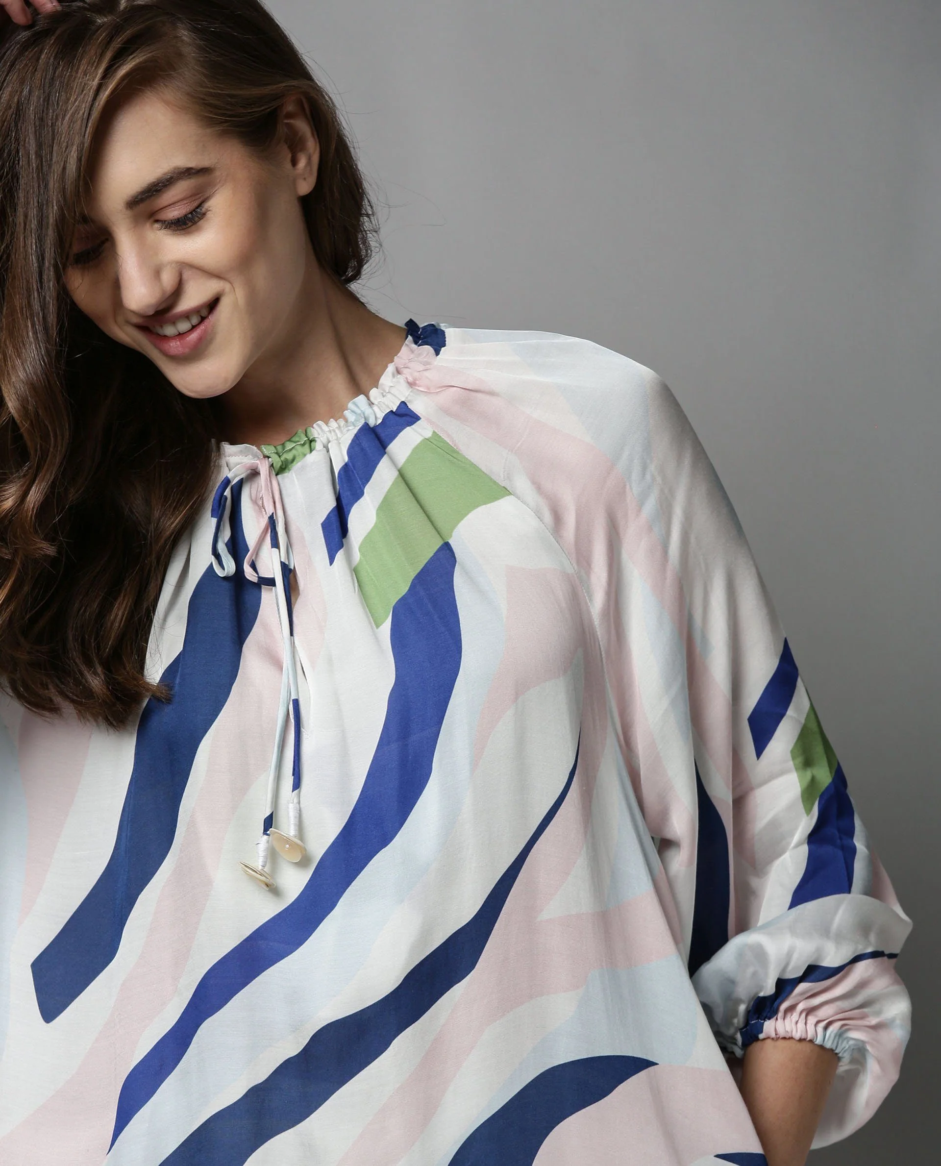 Rareism Women Alage White Dress Full Sleeves Printed - Image 2