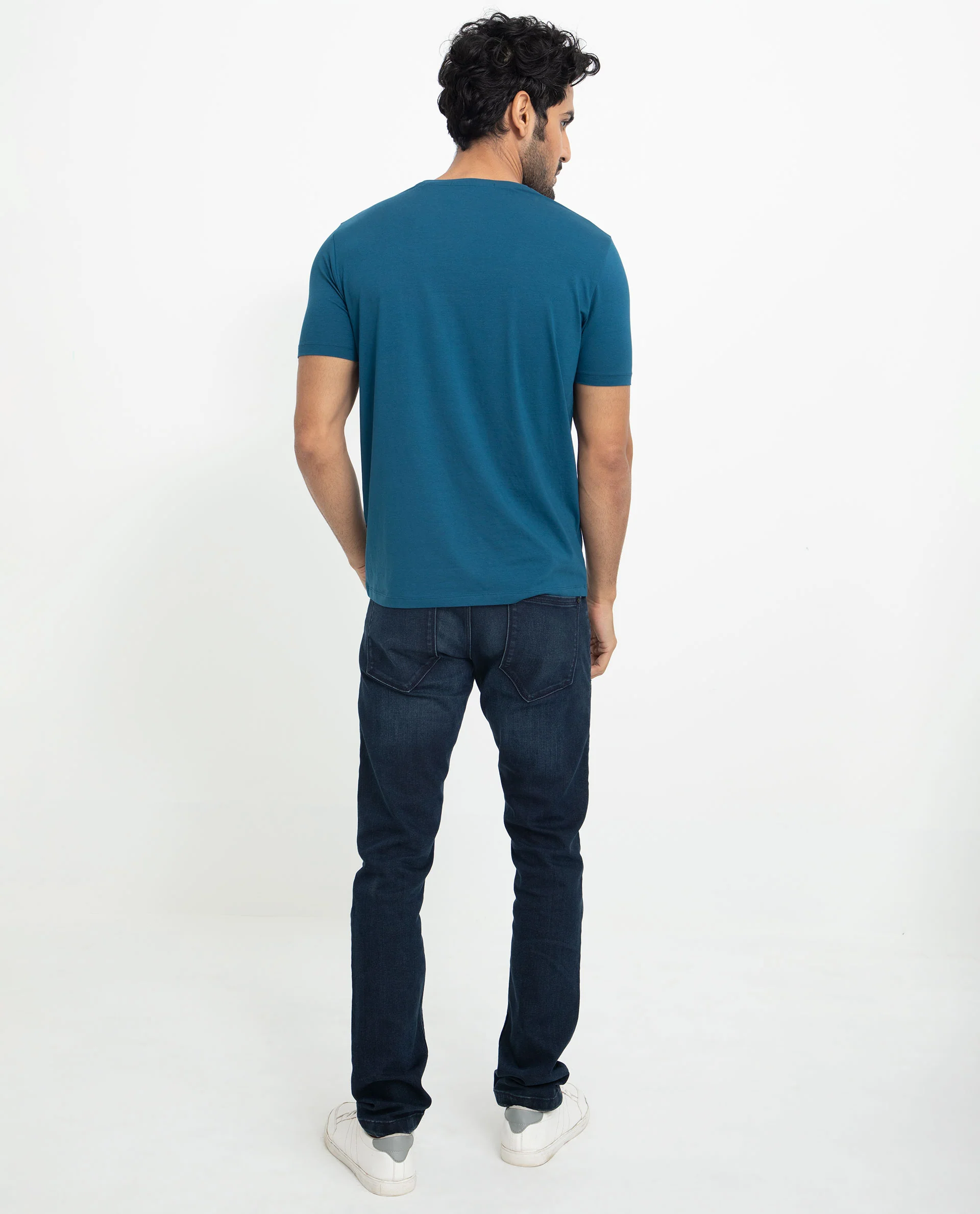 Rare Rabbit Men's Alanet Teal Cotton Graphic Print Slim Fit Half Sleeve Crew Neck T-Shirt - Image 14
