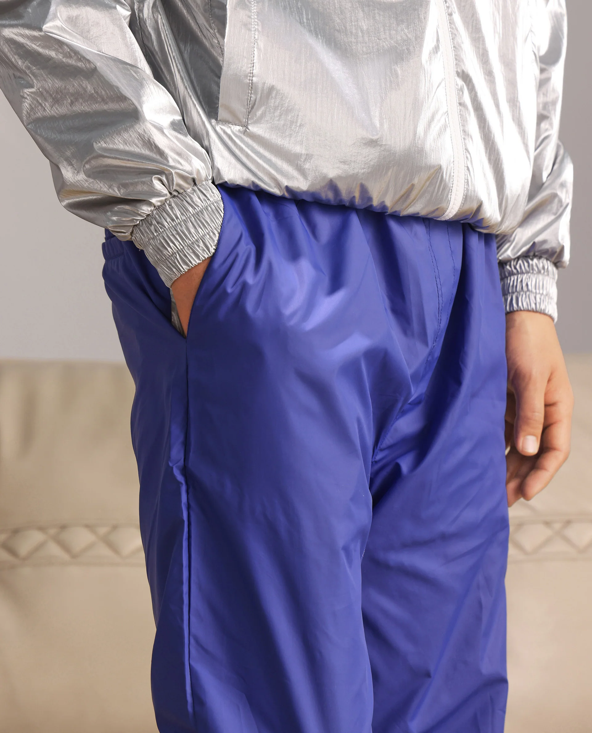 Rare Rabbit Men's Albi-B Blue Cotton Plain Relaxed Fit Track Pant - Image 7