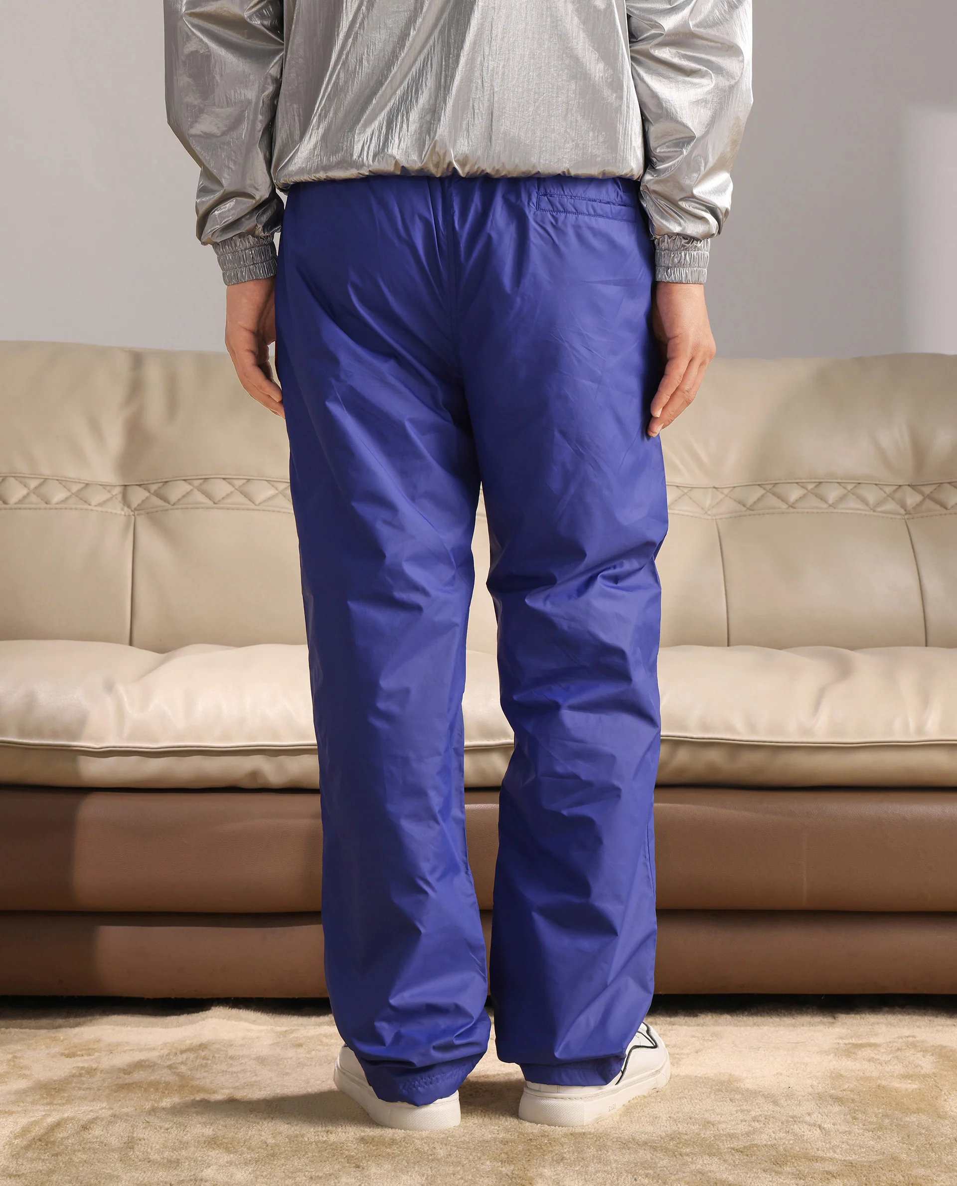 Rare Rabbit Men's Albi-B Blue Cotton Plain Relaxed Fit Track Pant - Image 8