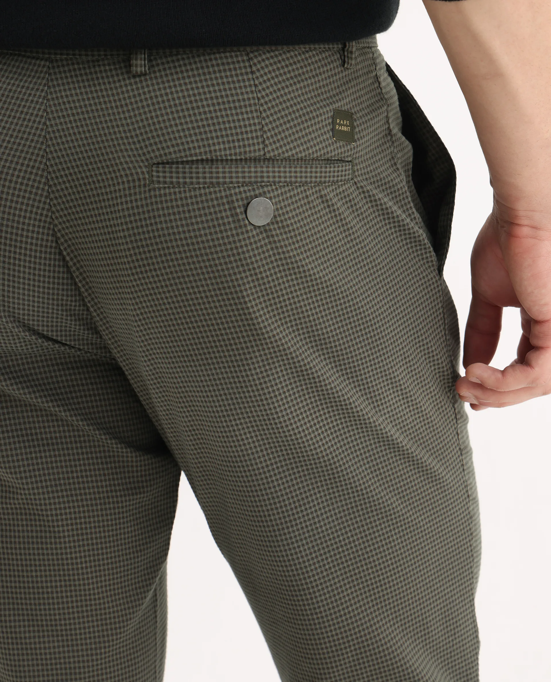 Rare Rabbit Men's Albion Green Cotton Checked Print Regular Fit Trouser - Image 5