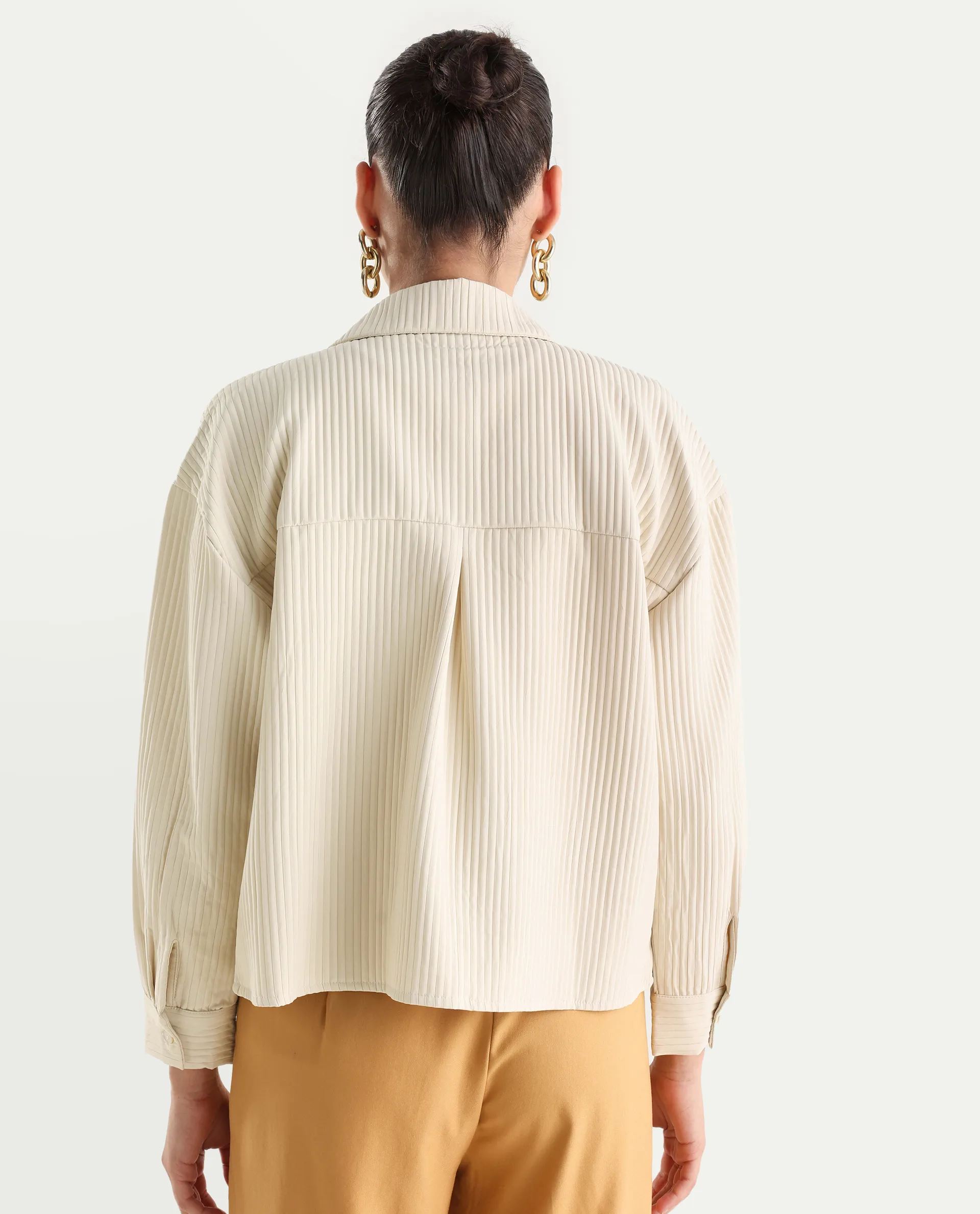 Rareism Women's Albury Off White Polyester Drop Collar Plain Cuffed Sleeve Boxy Fit Jacket - Image 8