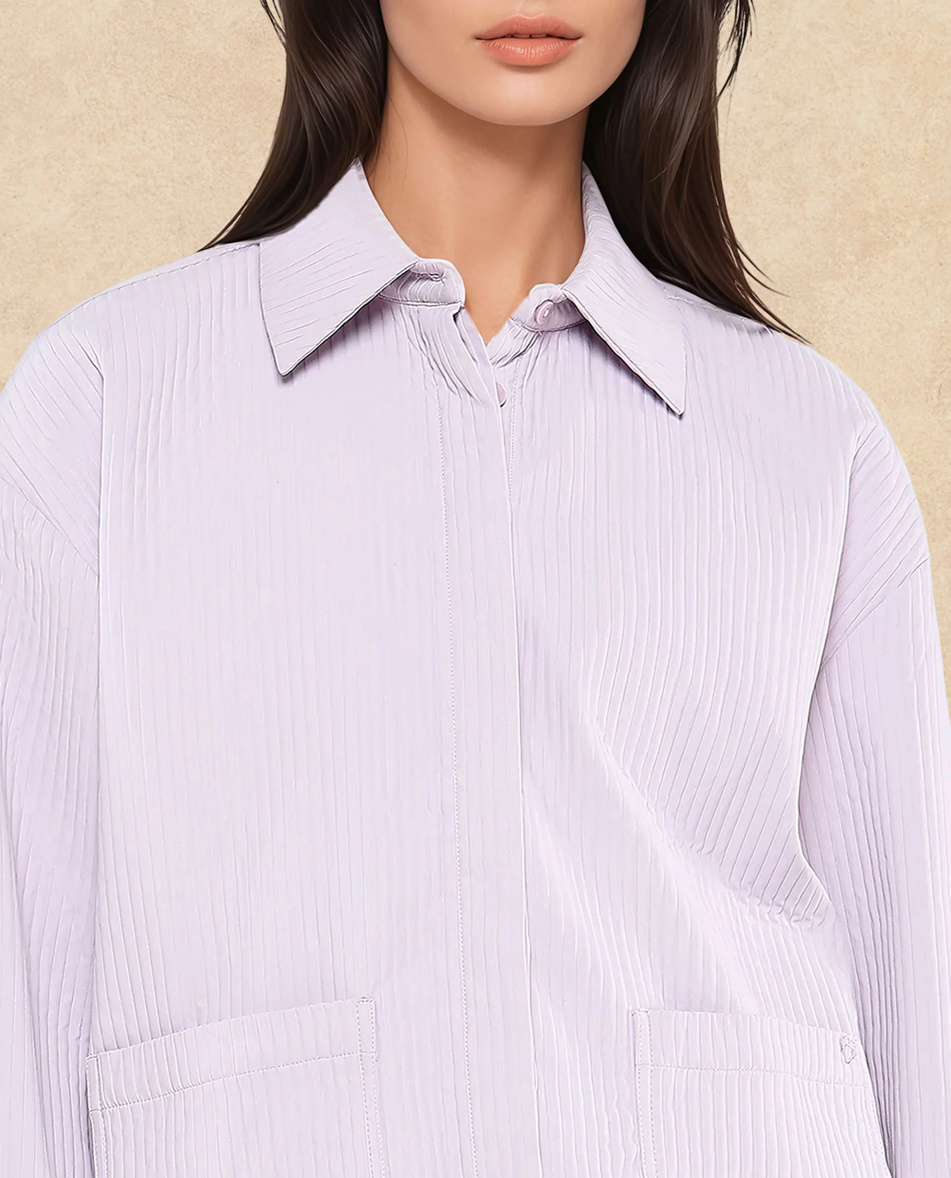 Rareism Women's Albury Dusky Purple Polyester Drop Collar Plain Cuffed Sleeve Boxy Fit Jacket - Image 2