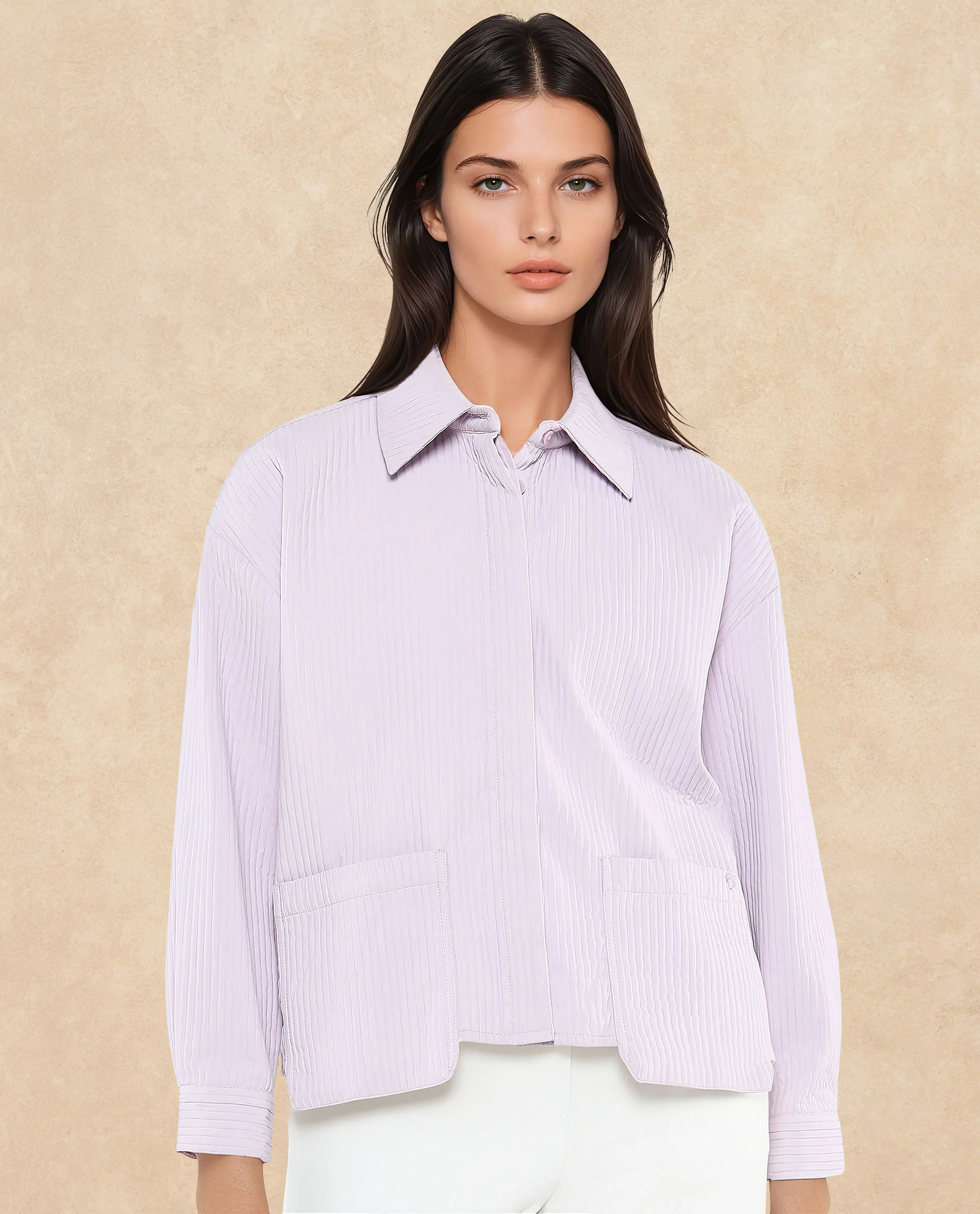Rareism Women's Albury Dusky Purple Polyester Drop Collar Plain Cuffed Sleeve Boxy Fit Jacket - Image 3