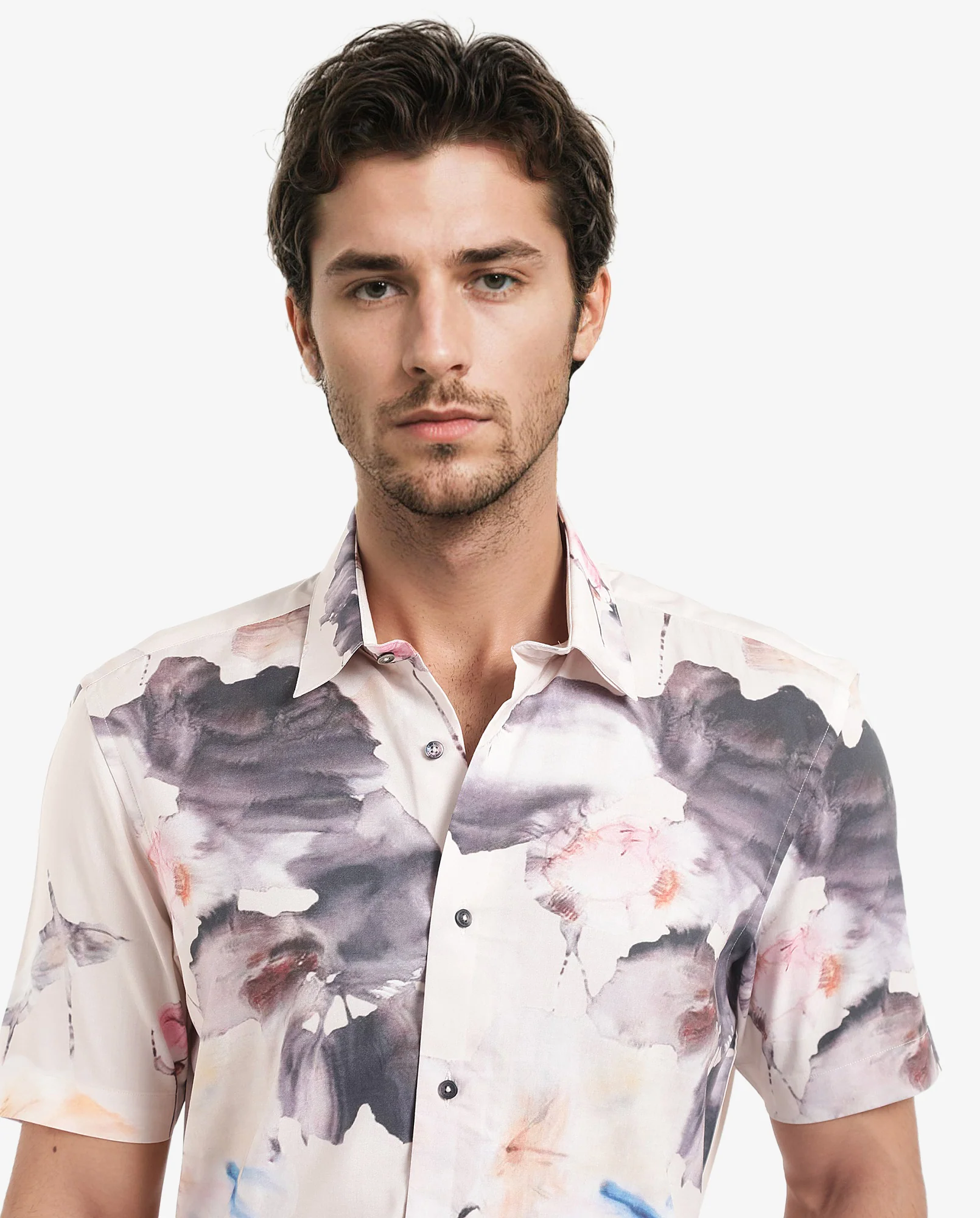 Rare Rabbit Men's Alcamy White Viscose Floral Print Regular Fit Half Sleeve Collared Shirt - Image 4