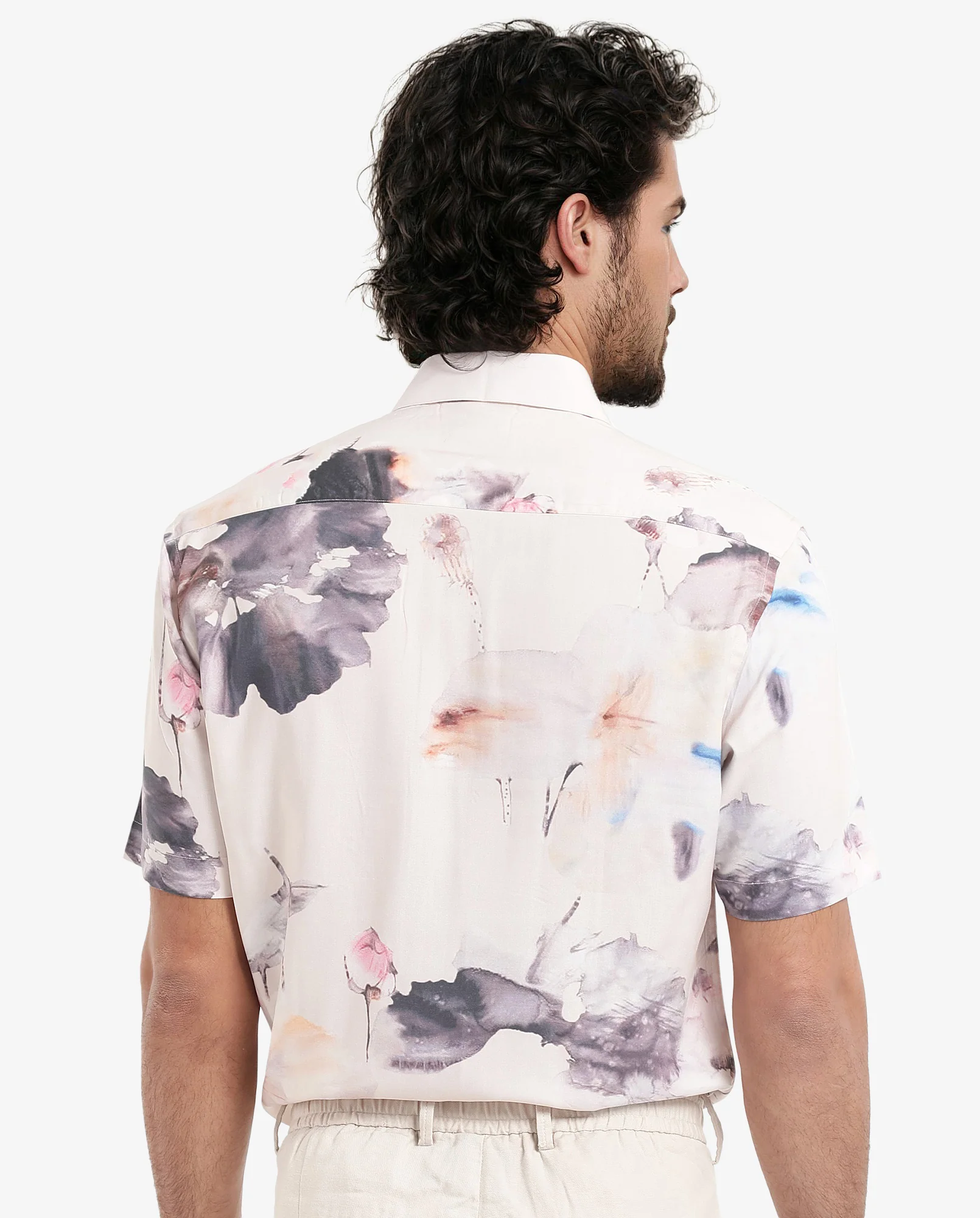 Rare Rabbit Men's Alcamy White Viscose Floral Print Regular Fit Half Sleeve Collared Shirt - Image 6