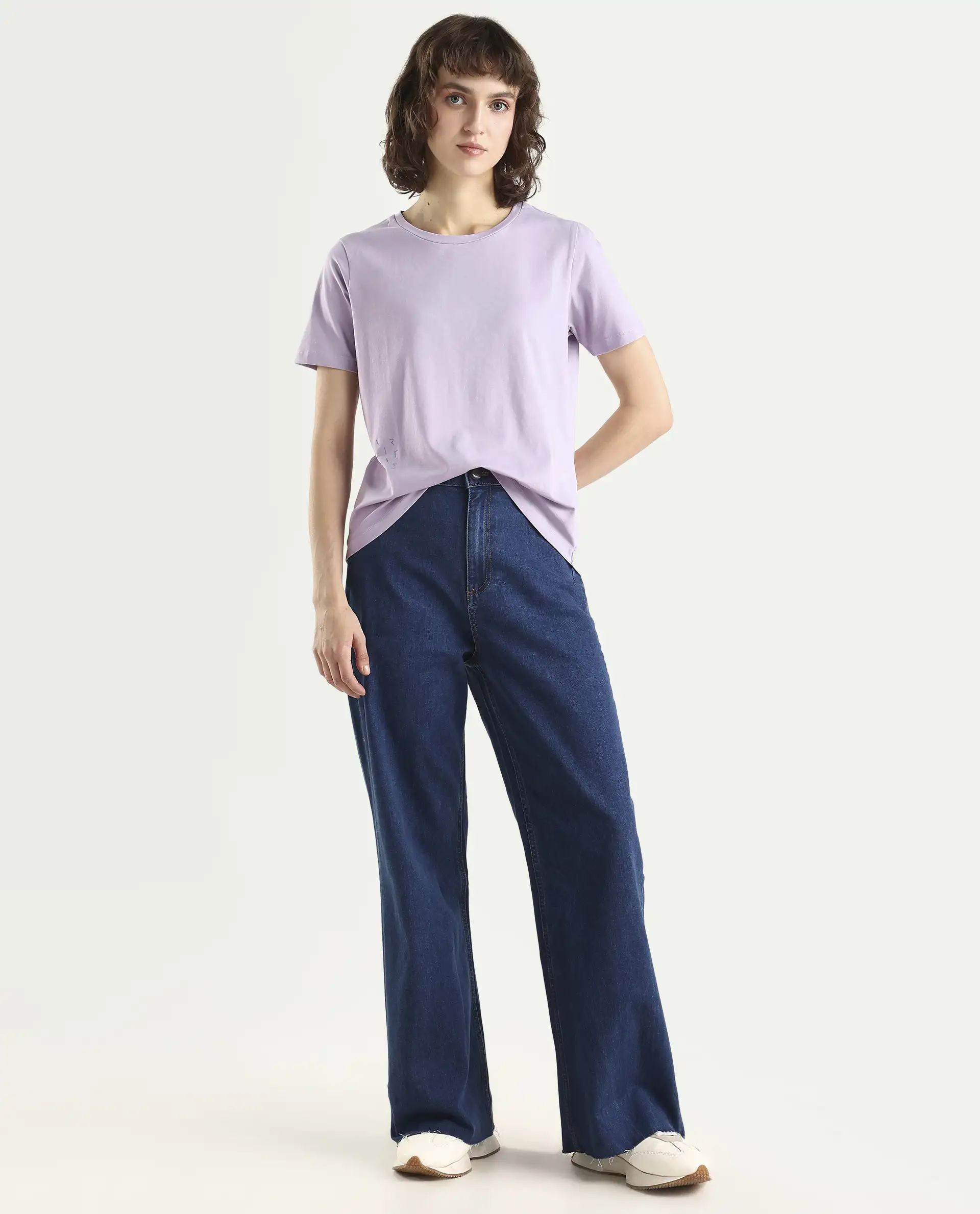 Rareism Women's Light Weight High Stretch 180 Gsm Cotton Crew Neck Plain Regular Fit T-Shirt - Image 2