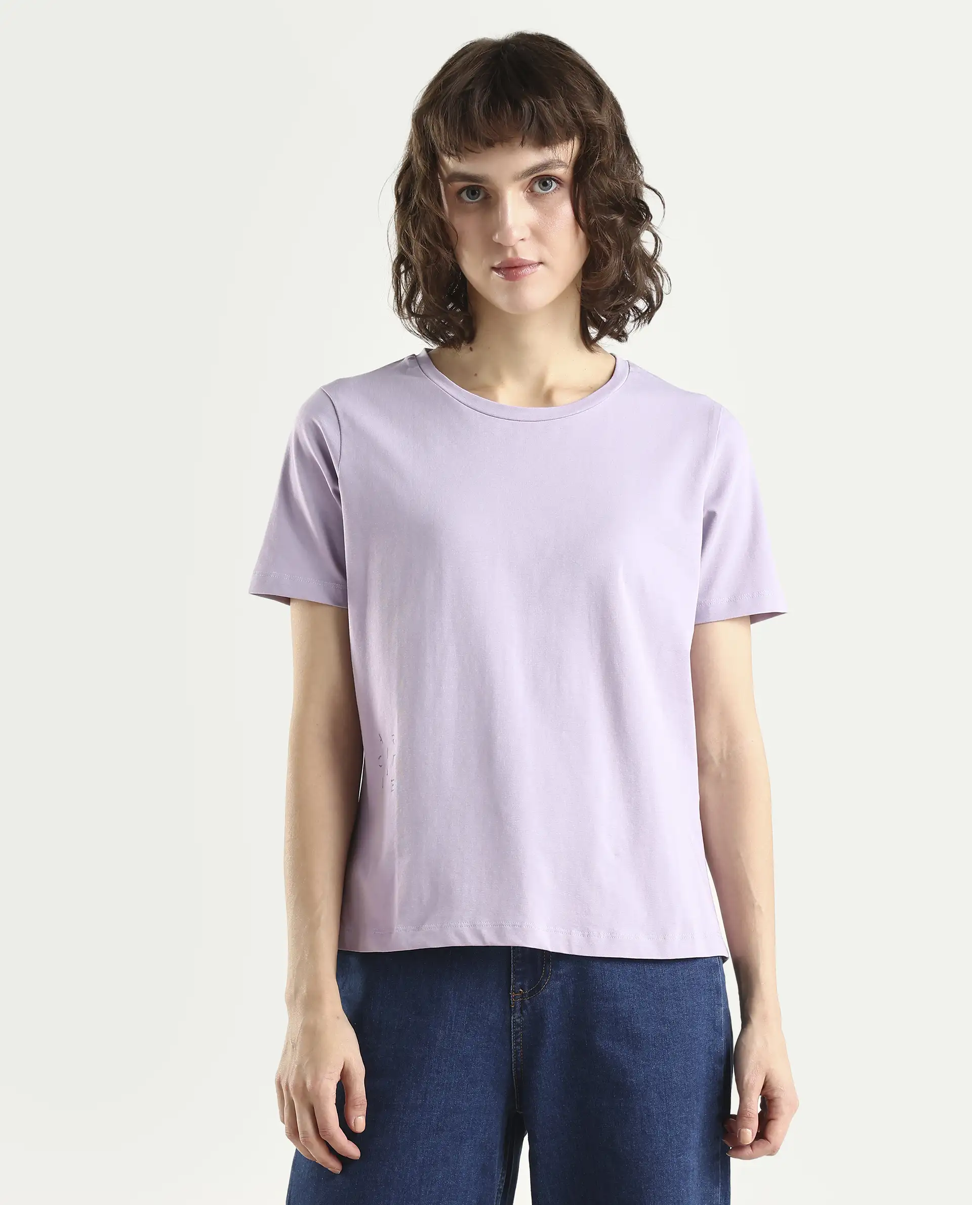 Rareism Women's Light Weight High Stretch 180 Gsm Cotton Crew Neck Plain Regular Fit T-Shirt - Image 3