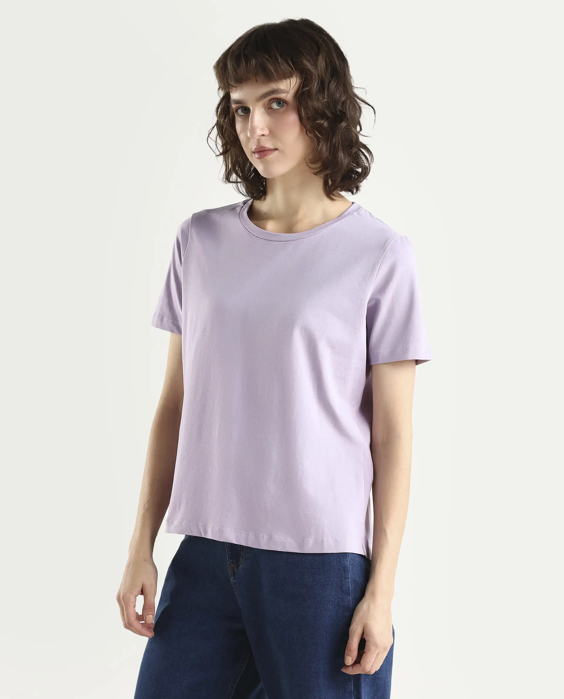 Rareism Women's Light Weight High Stretch 180 Gsm Cotton Crew Neck Plain Regular Fit T-Shirt - Image 5