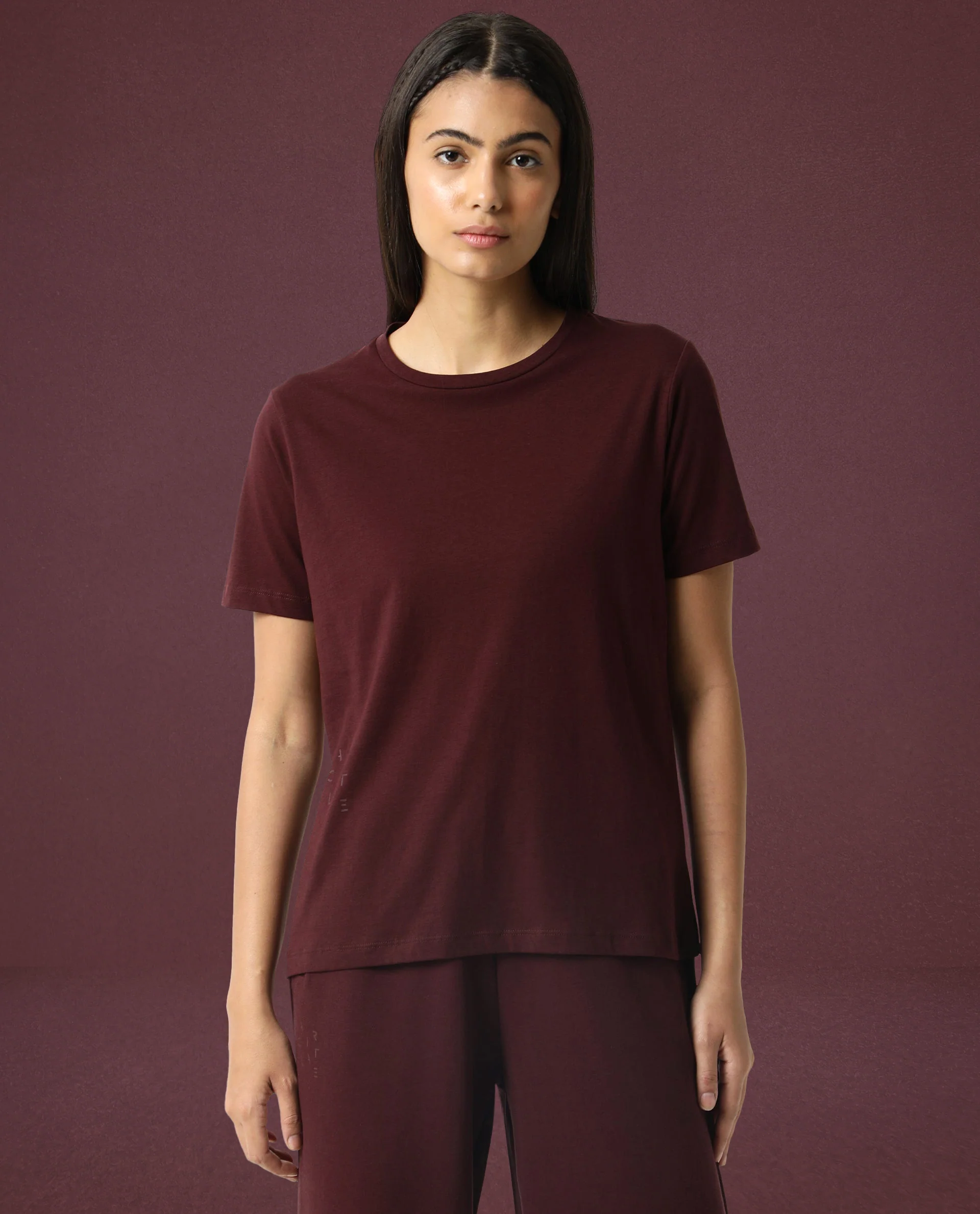 Rareism Women's Light Weight High Stretch 180 Gsm Cotton Crew Neck Plain Regular Fit T-Shirt - Image 3