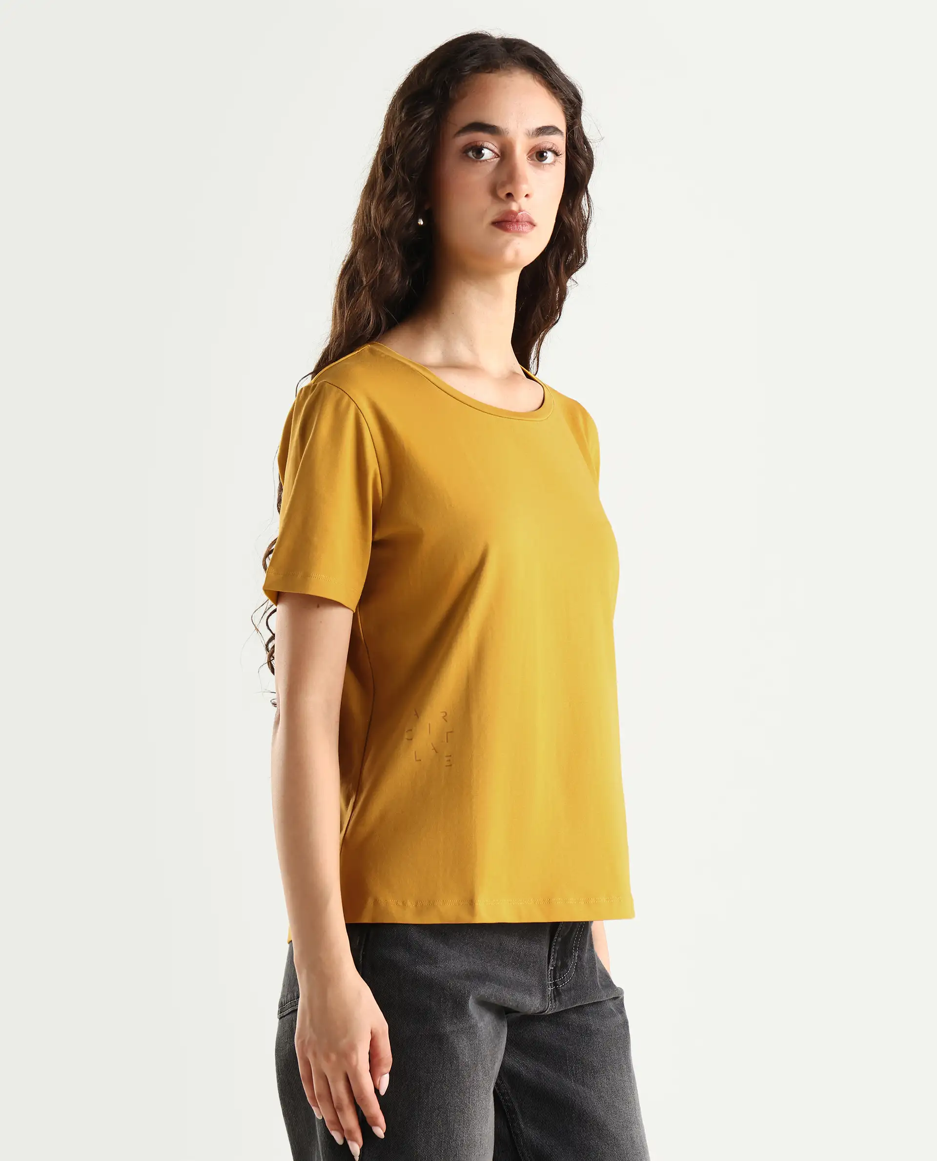 Rareism Women's Light Weight High Stretch 180 Gsm Cotton Crew Neck Plain Regular Fit T-Shirt - Image 7