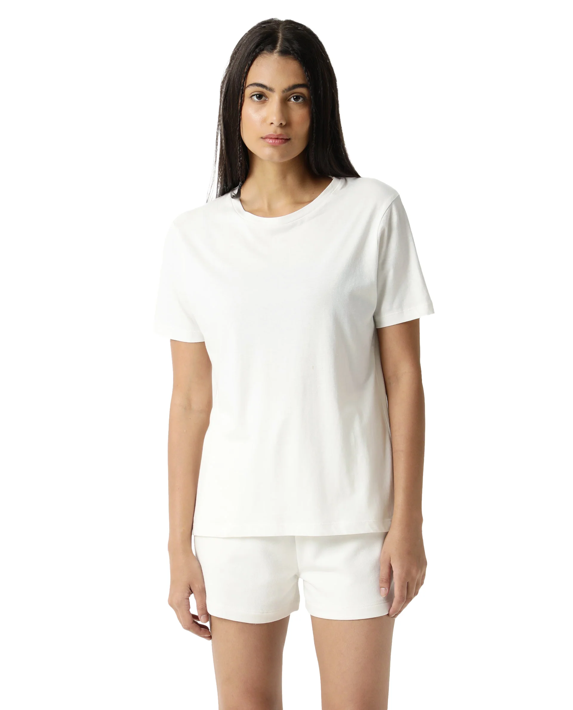 Rareism Women's Light Weight High Stretch 180 Gsm Cotton Crew Neck Plain Regular Fit T-Shirt - Image 3