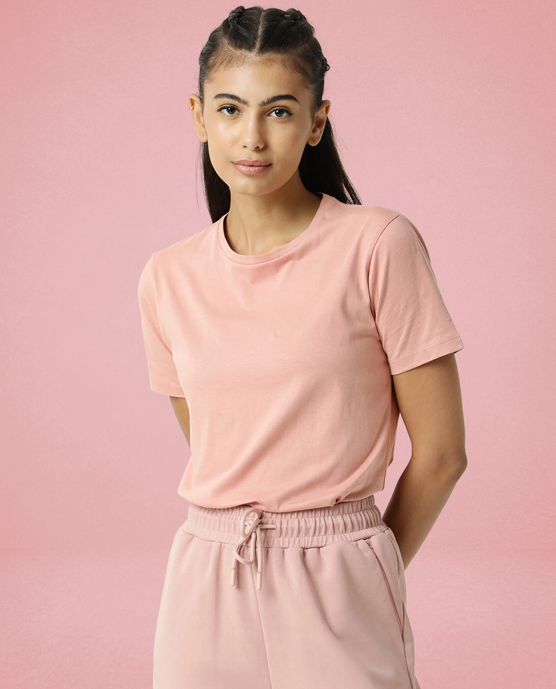 Rareism Women's Light Weight High Stretch 180 Gsm Cotton Crew Neck Plain Regular Fit T-Shirt - Image 4