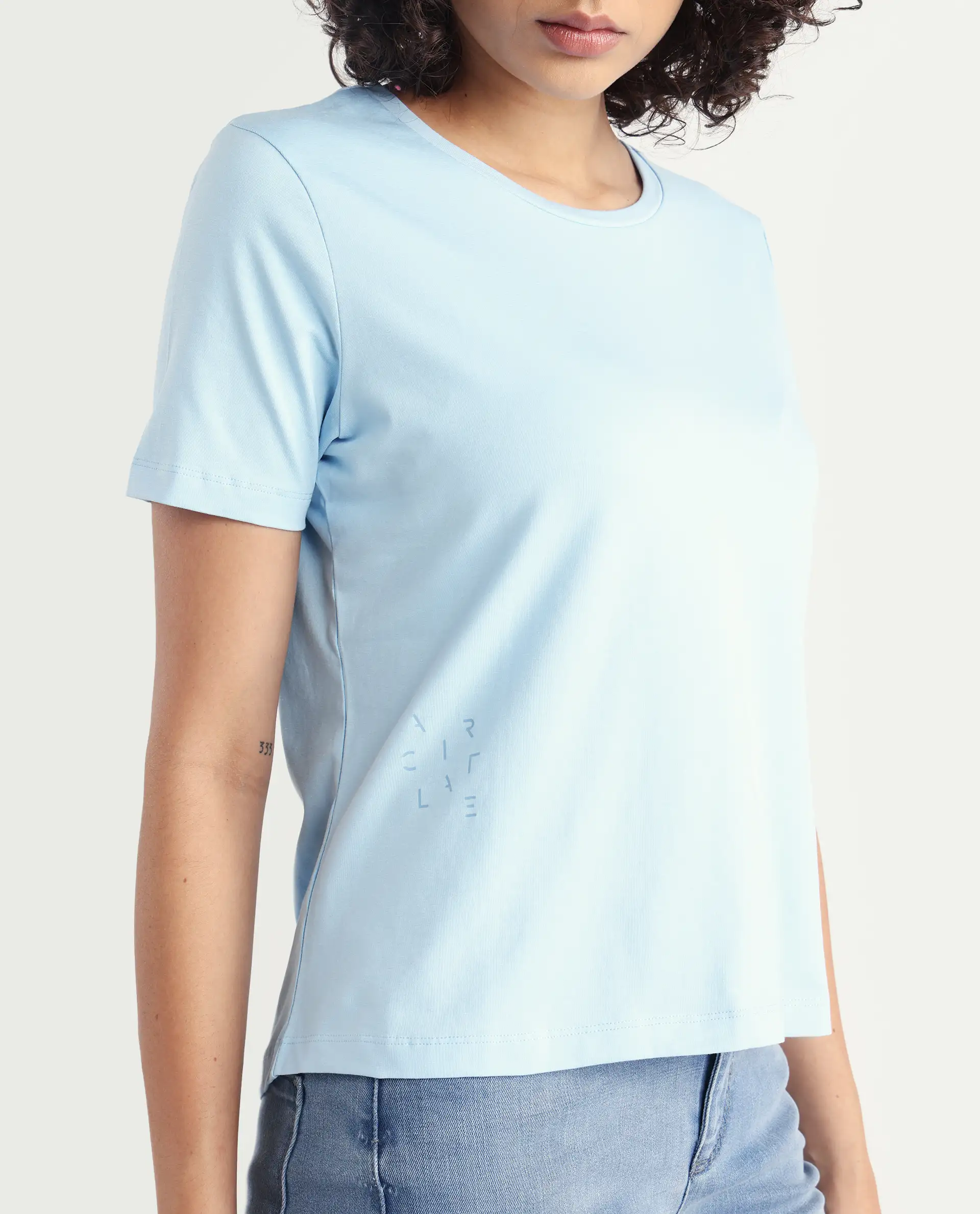 Rareism Women's Light Weight High Stretch 180 Gsm Cotton Crew Neck Plain Regular Fit T-Shirt - Image 4