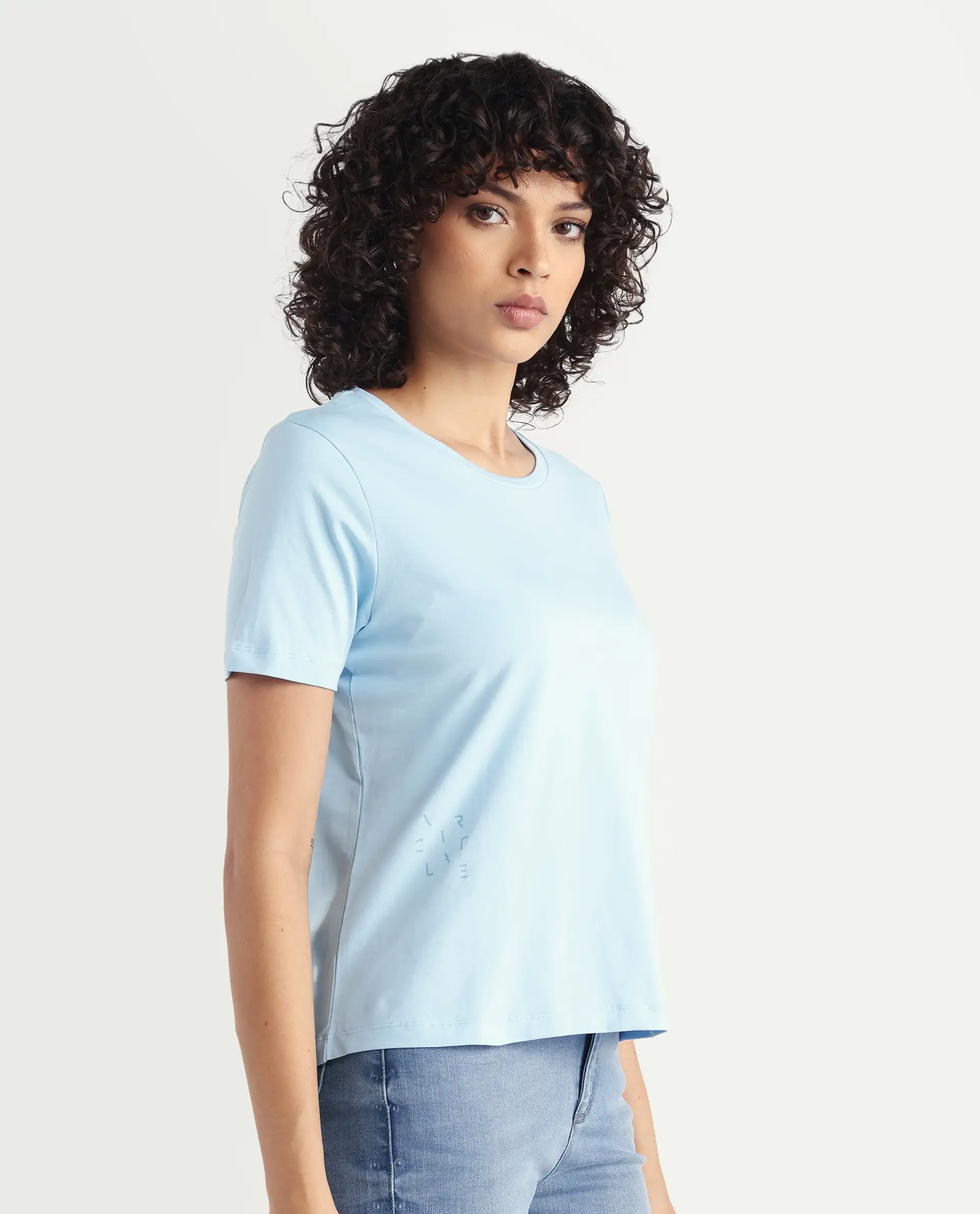 Rareism Women's Light Weight High Stretch 180 Gsm Cotton Crew Neck Plain Regular Fit T-Shirt - Image 6