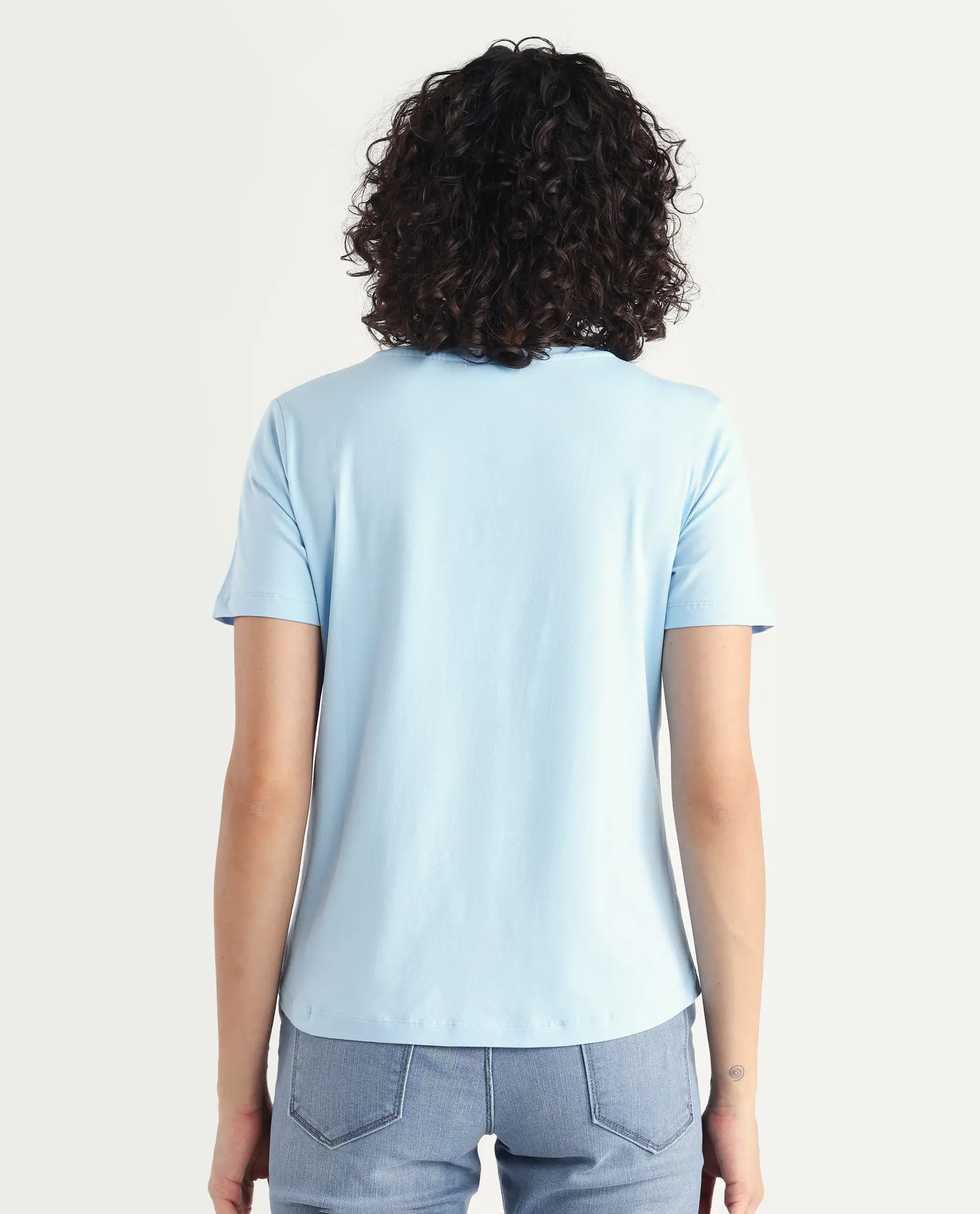 Rareism Women's Light Weight High Stretch 180 Gsm Cotton Crew Neck Plain Regular Fit T-Shirt - Image 7