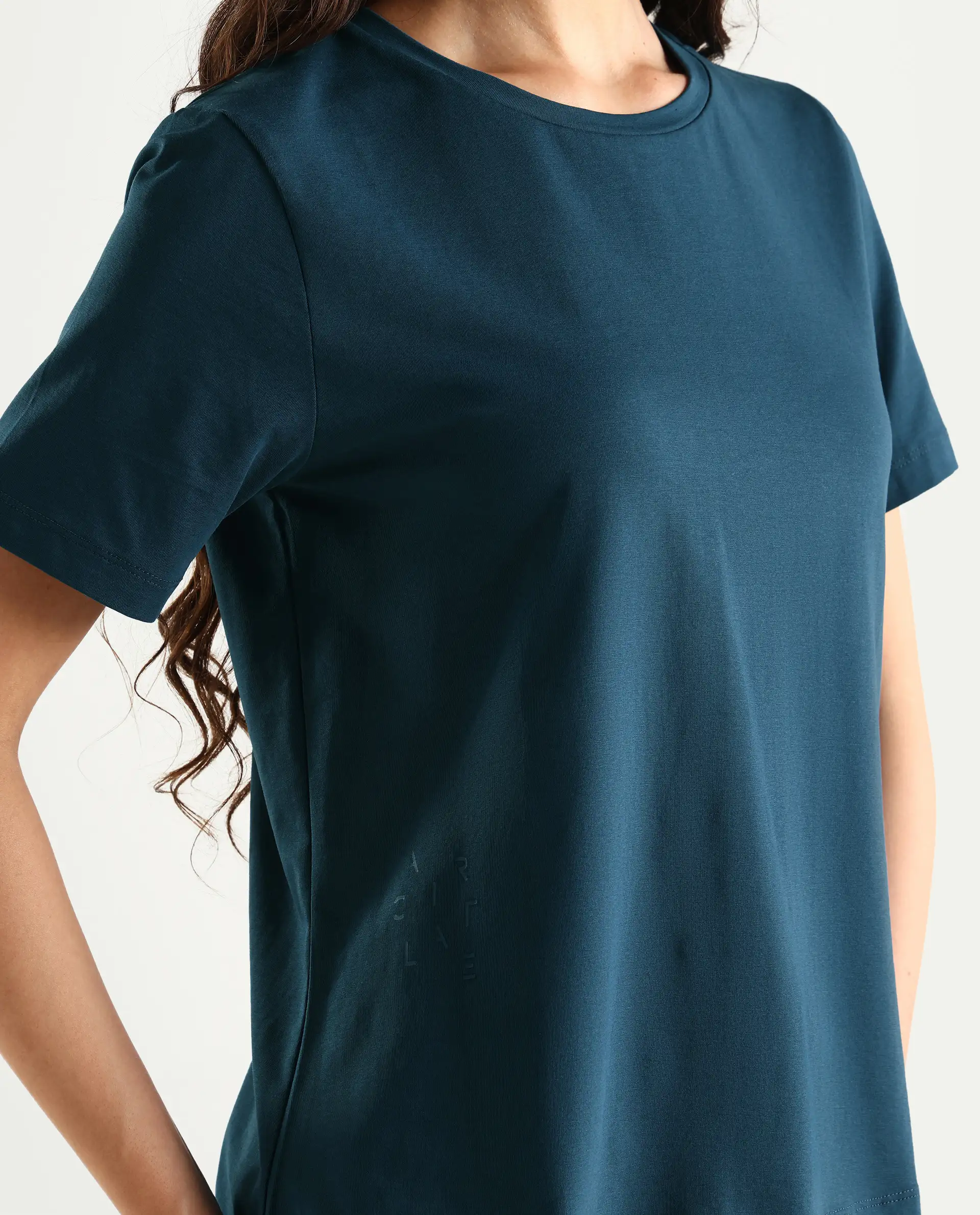 Rareism Women's Light Weight High Stretch 180 Gsm Cotton Crew Neck Plain Regular Fit T-Shirt - Image 4