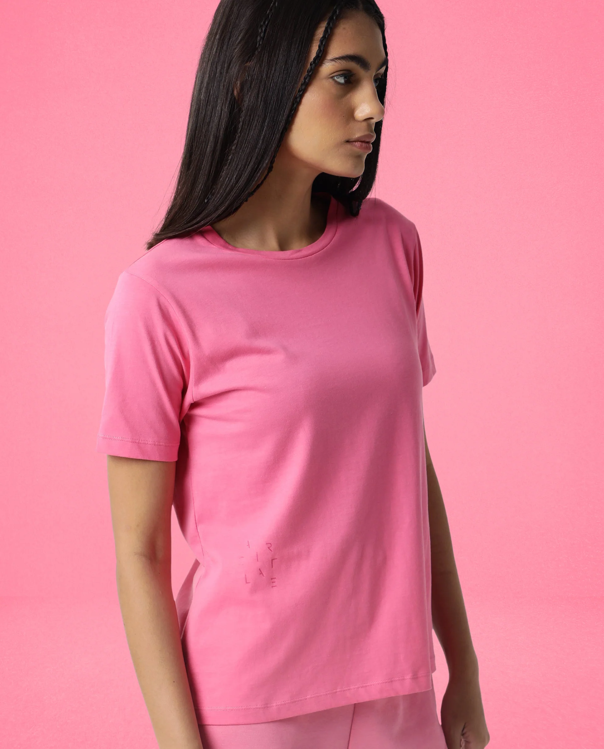 Rareism Women's Light Weight High Stretch 180 Gsm Cotton Crew Neck Plain Regular Fit T-Shirt - Image 3