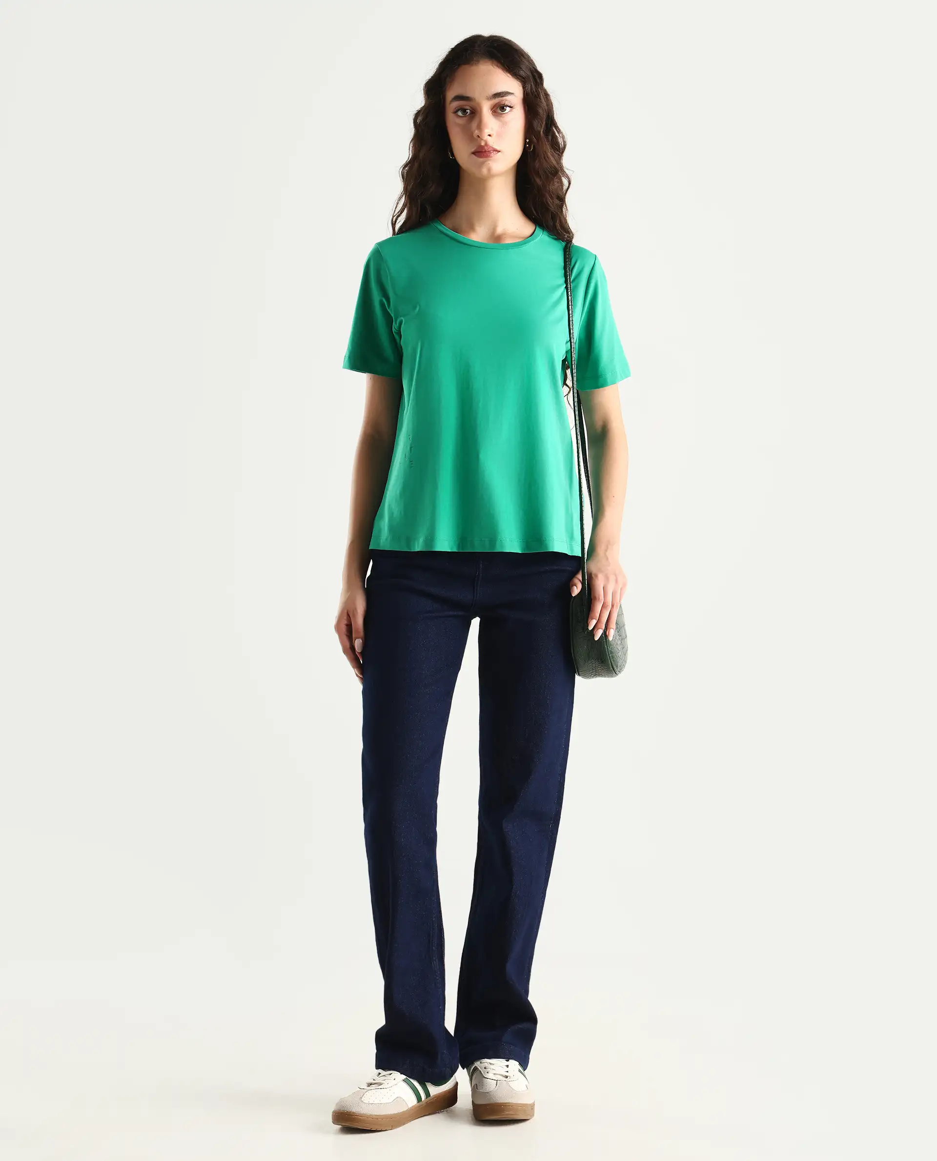 Rareism Women's Light Weight High Stretch 180 Gsm Cotton Crew Neck Plain Regular Fit T-Shirt - Image 2