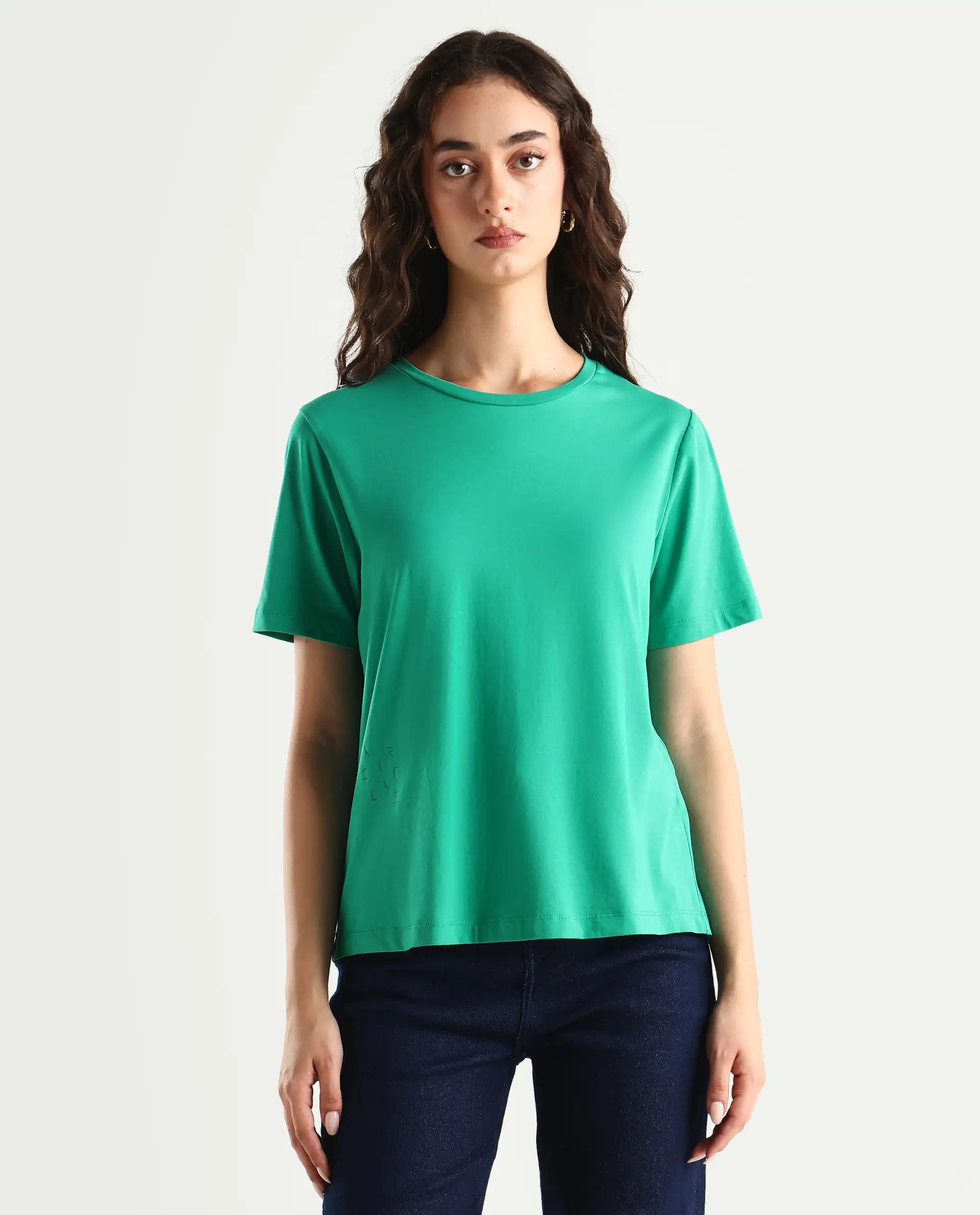 Rareism Women's Light Weight High Stretch 180 Gsm Cotton Crew Neck Plain Regular Fit T-Shirt - Image 3