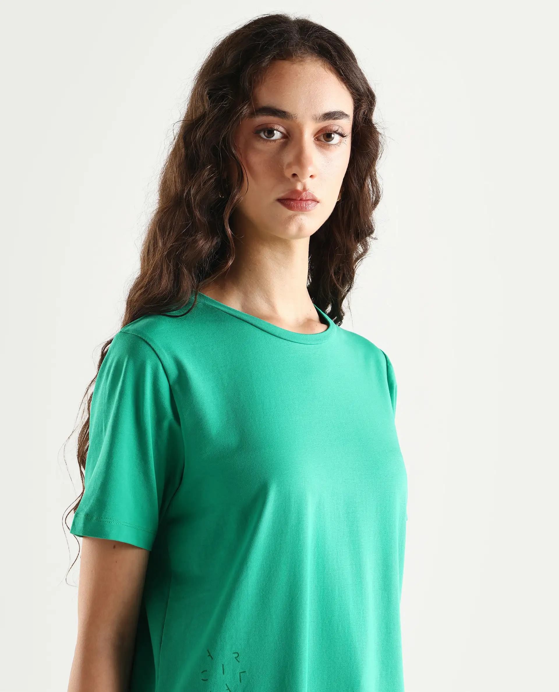 Rareism Women's Light Weight High Stretch 180 Gsm Cotton Crew Neck Plain Regular Fit T-Shirt - Image 4