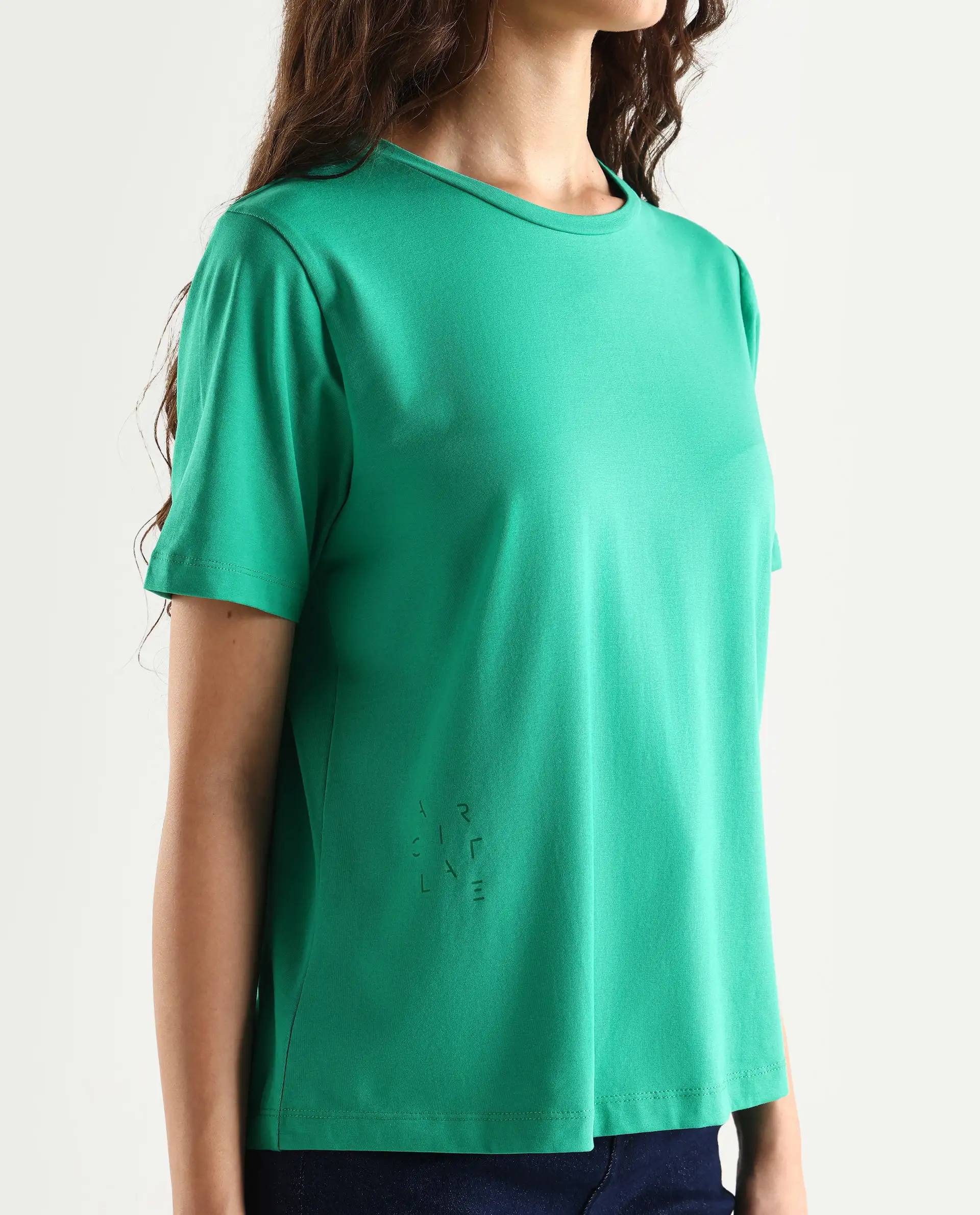 Rareism Women's Light Weight High Stretch 180 Gsm Cotton Crew Neck Plain Regular Fit T-Shirt - Image 5