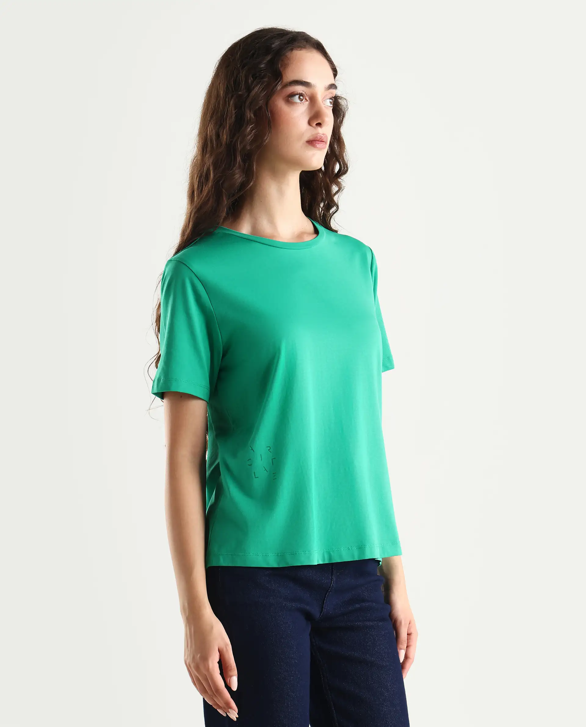 Rareism Women's Light Weight High Stretch 180 Gsm Cotton Crew Neck Plain Regular Fit T-Shirt - Image 7