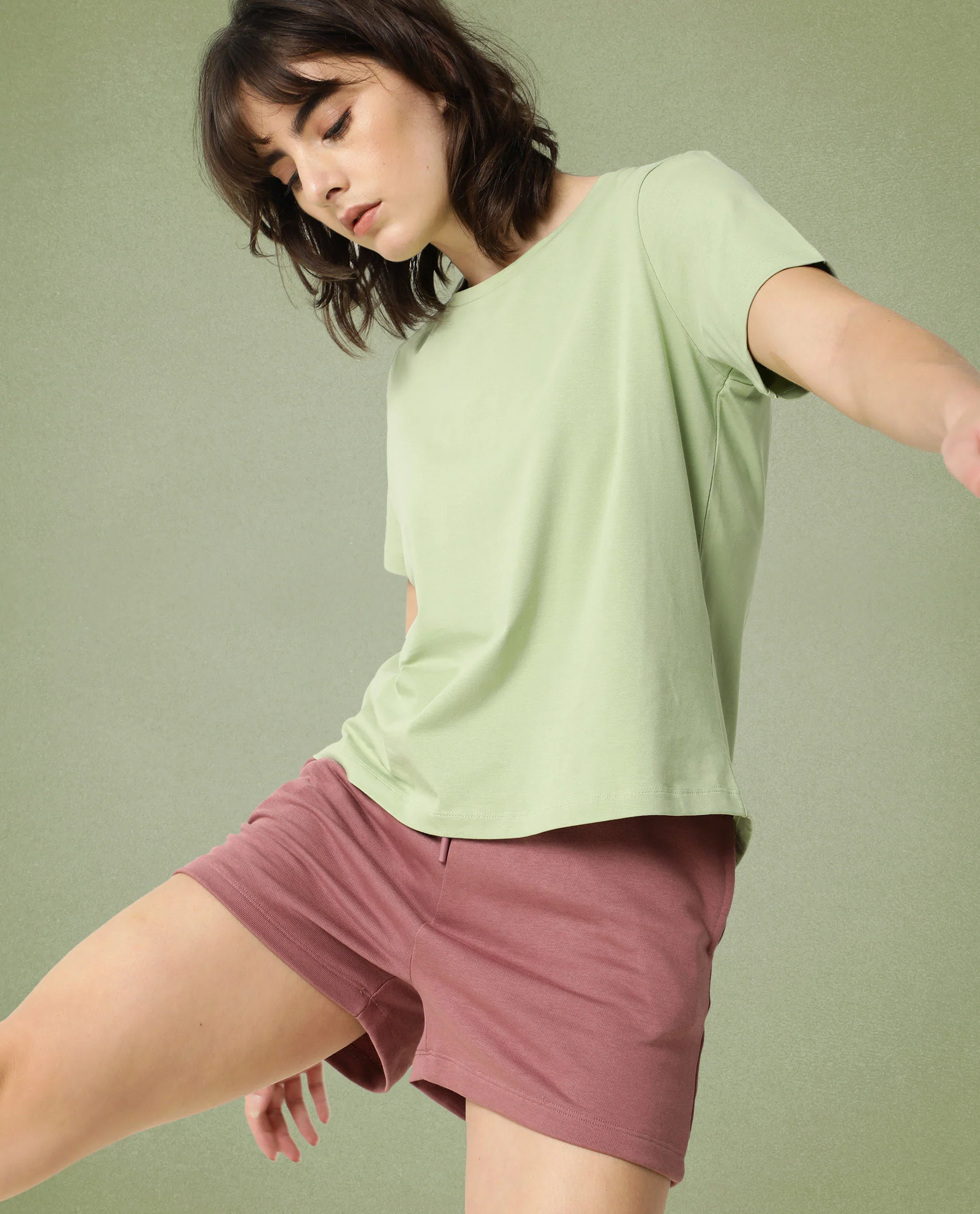 Rareism Women's Light Weight High Stretch 180 Gsm Cotton Crew Neck Plain Regular Fit T-Shirt - Image 3