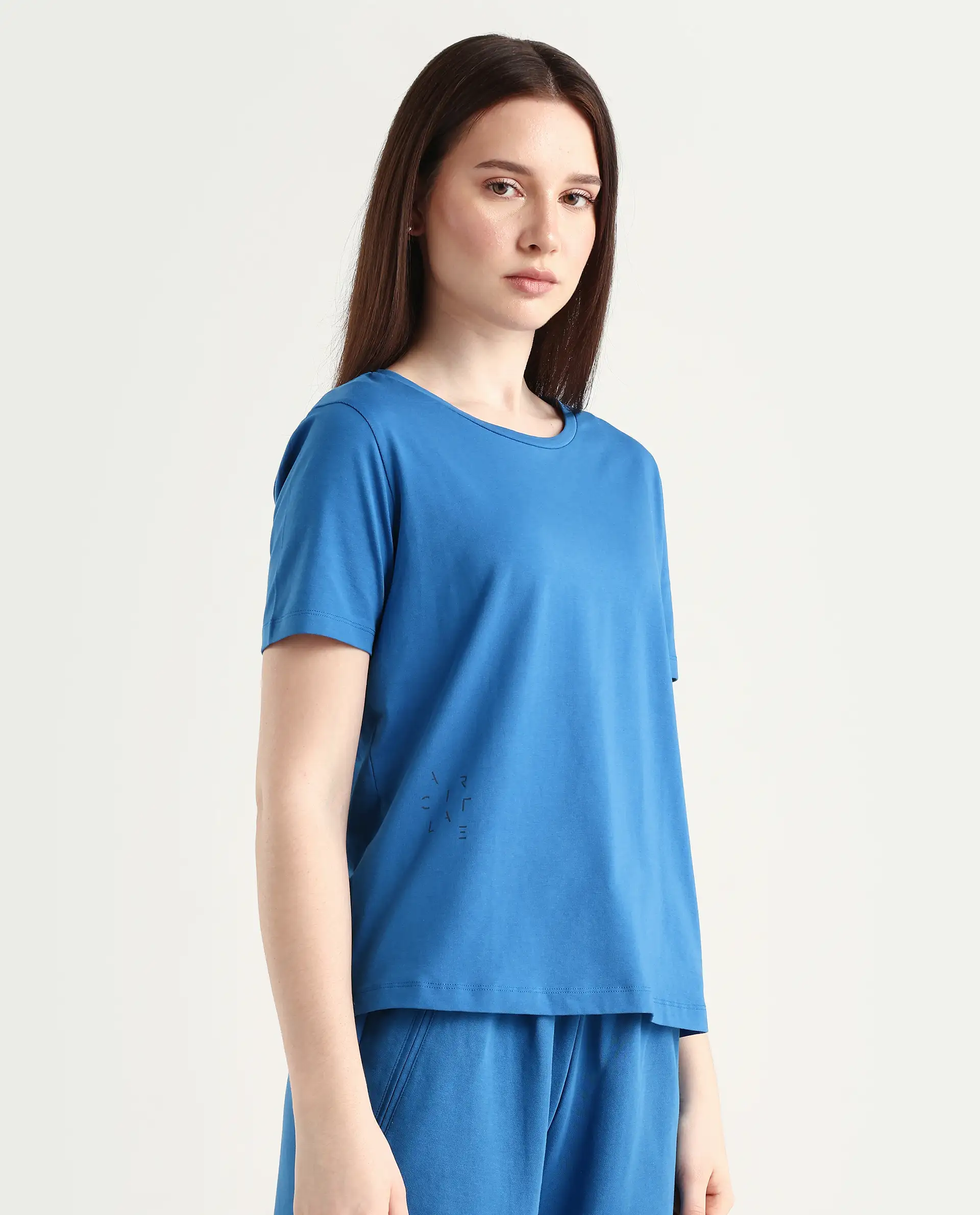 Rareism Women's Light Weight High Stretch 180 Gsm Cotton Crew Neck Plain Regular Fit T-Shirt - Image 6