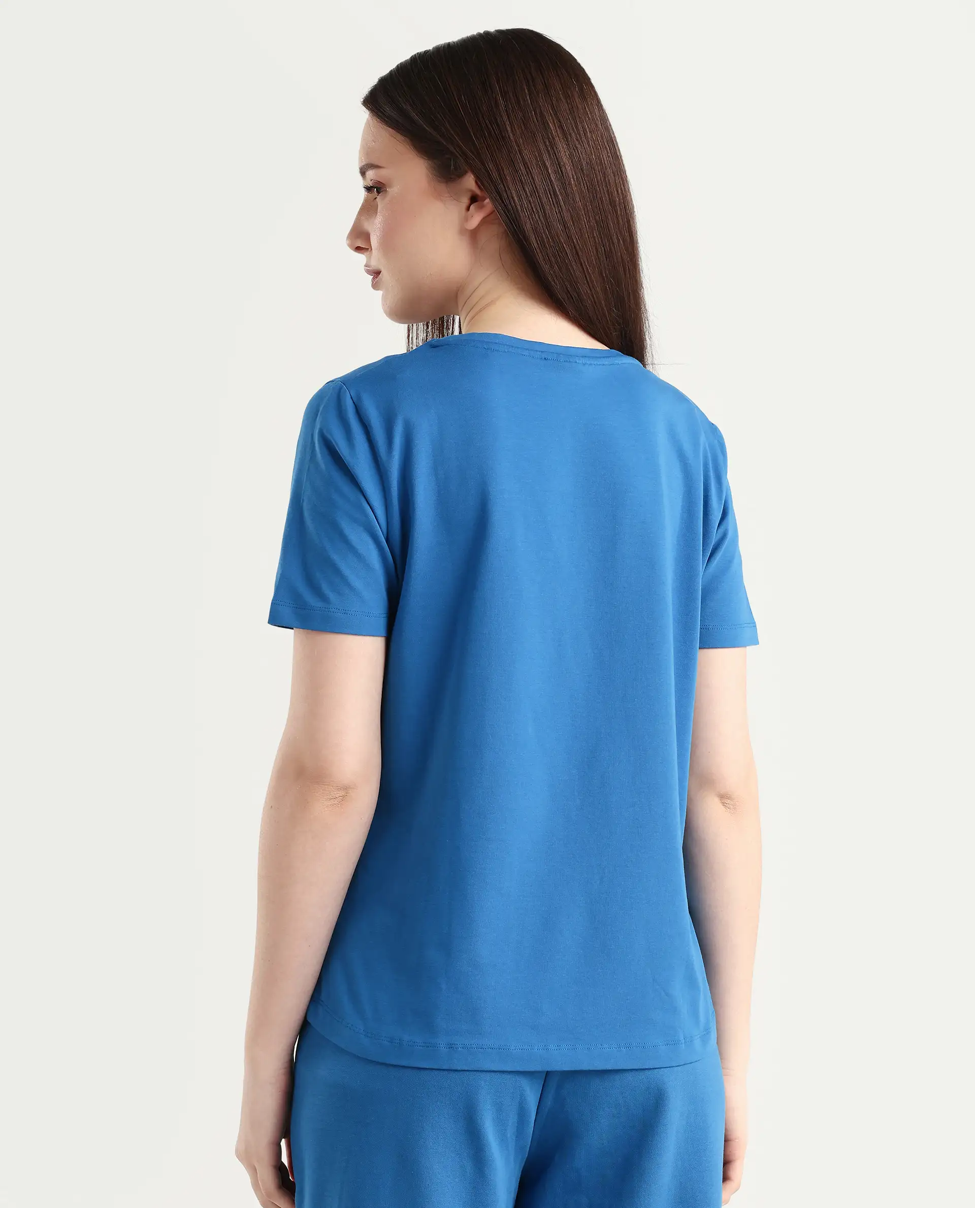 Rareism Women's Light Weight High Stretch 180 Gsm Cotton Crew Neck Plain Regular Fit T-Shirt - Image 7