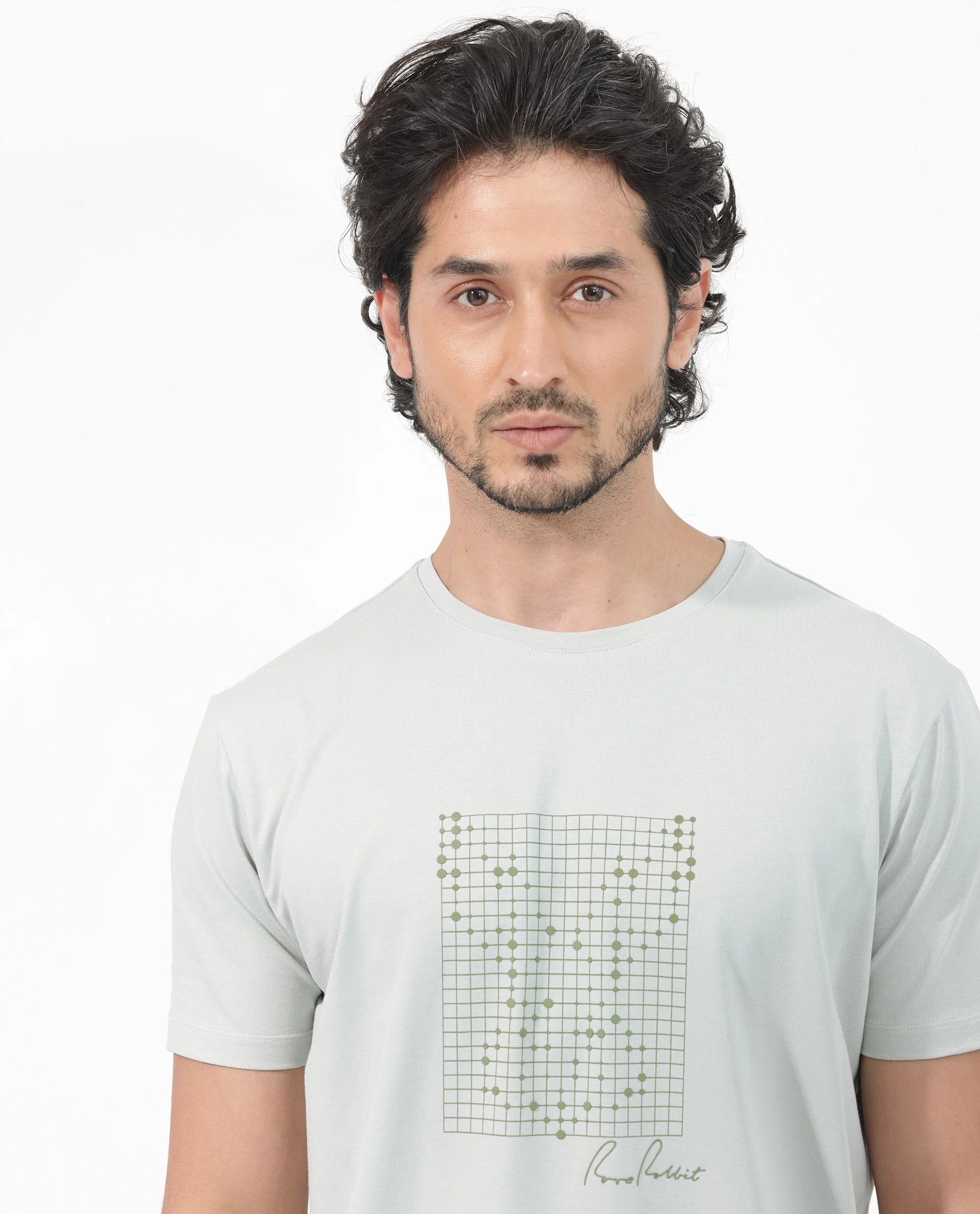 Rare Rabbit Articale Mens Alder Pastel Green Cotton Polyester Fabric Short Sleeve Crew Neck Slim Fit Printed T-Shirt - Image 4