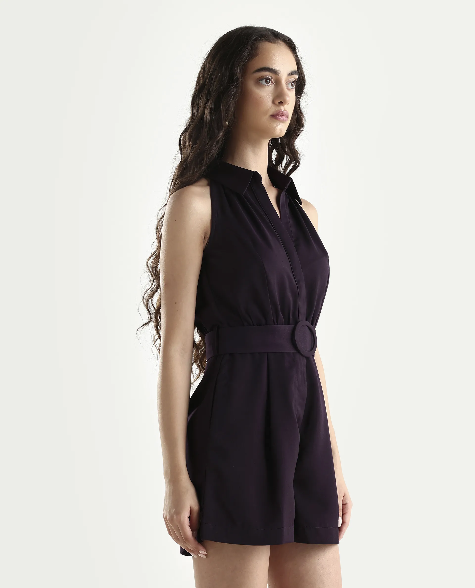 Rareism Women's Aless Maroon Satin Halter Neck Plain Sleeveless Mini Regular Fit Dress - Image 6