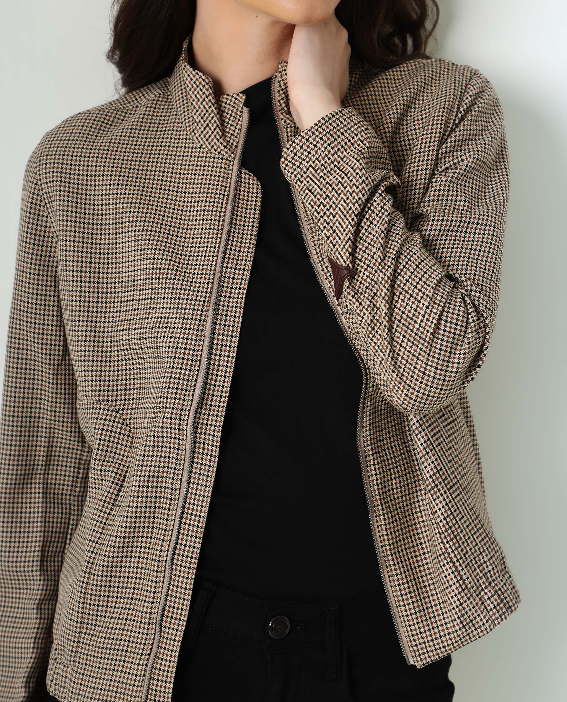 Rareism Womens Alex Yellow Bomber Jacket Full Sleeves Check Pattern - Image 6