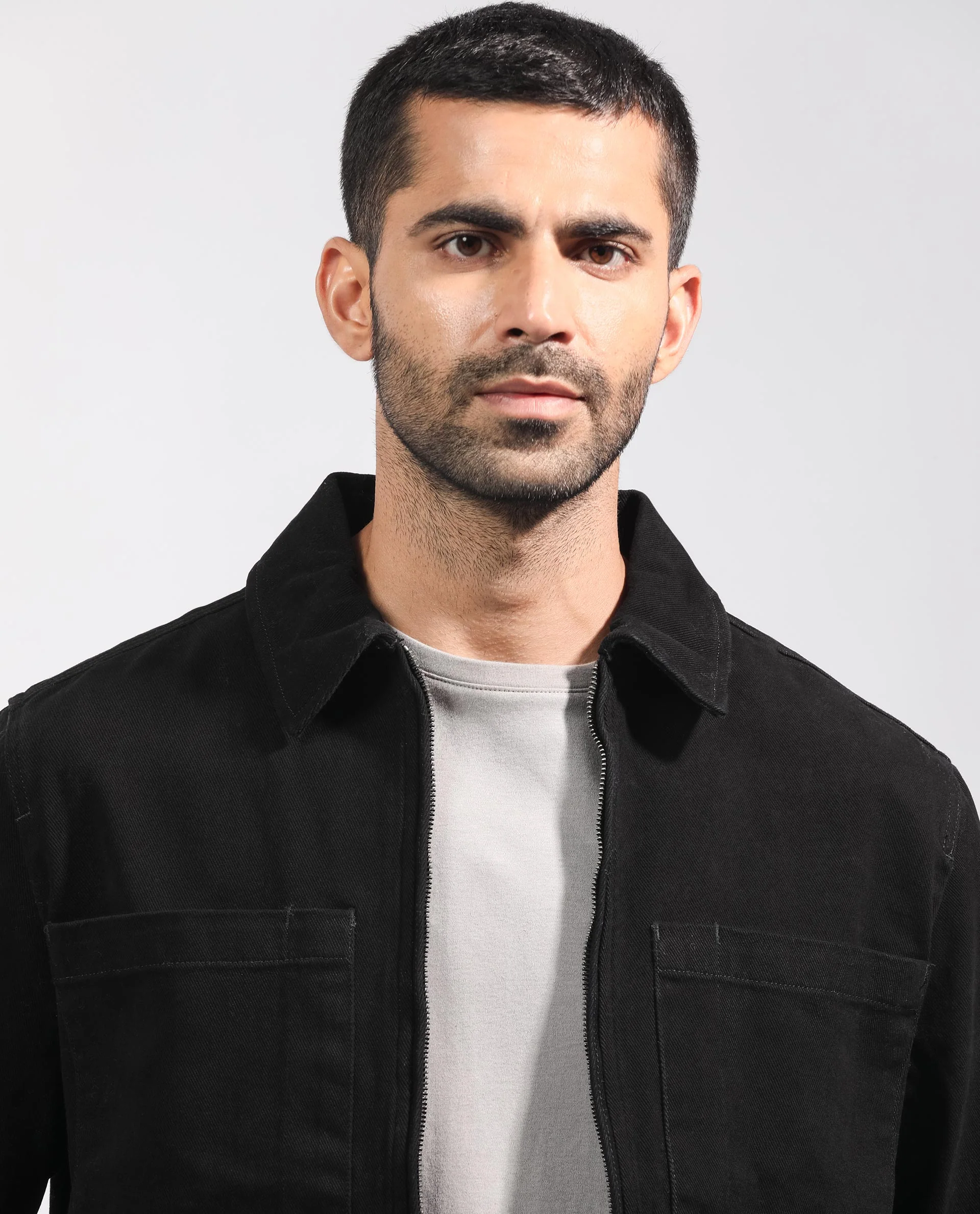 Rare Rabbit Men's Alfero Black Cotton Plain Relaxed Fit Full Sleeve Collared Shacket - Image 6