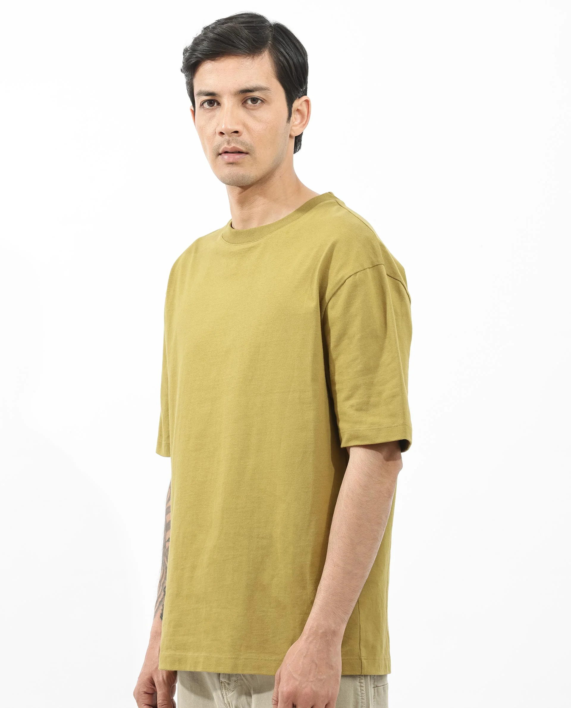 Rare Rabbit Articale Men's Alff Fluorescent Green Cotton Polyester Fabric Crew Neck Oversized Fit Graphic Printed T-Shirt - Image 3