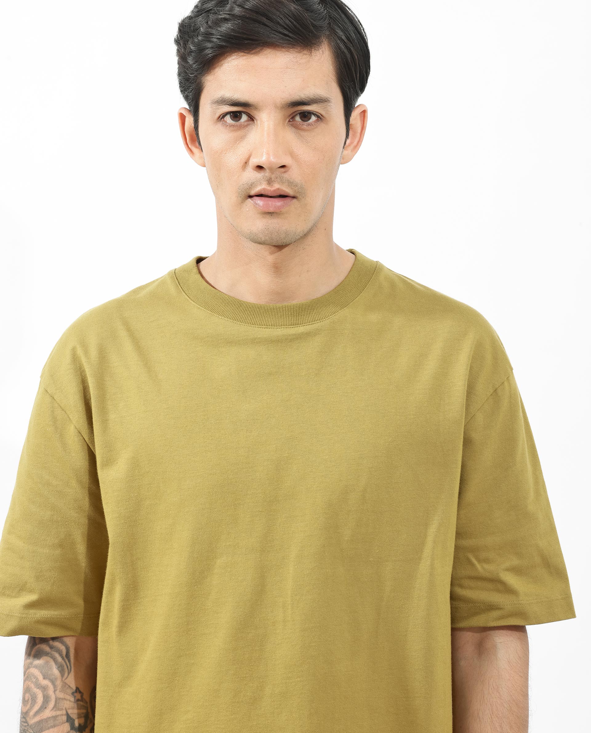 Rare Rabbit Articale Men's Alff Fluorescent Green Cotton Polyester Fabric Crew Neck Oversized Fit Graphic Printed T-Shirt - Image 5