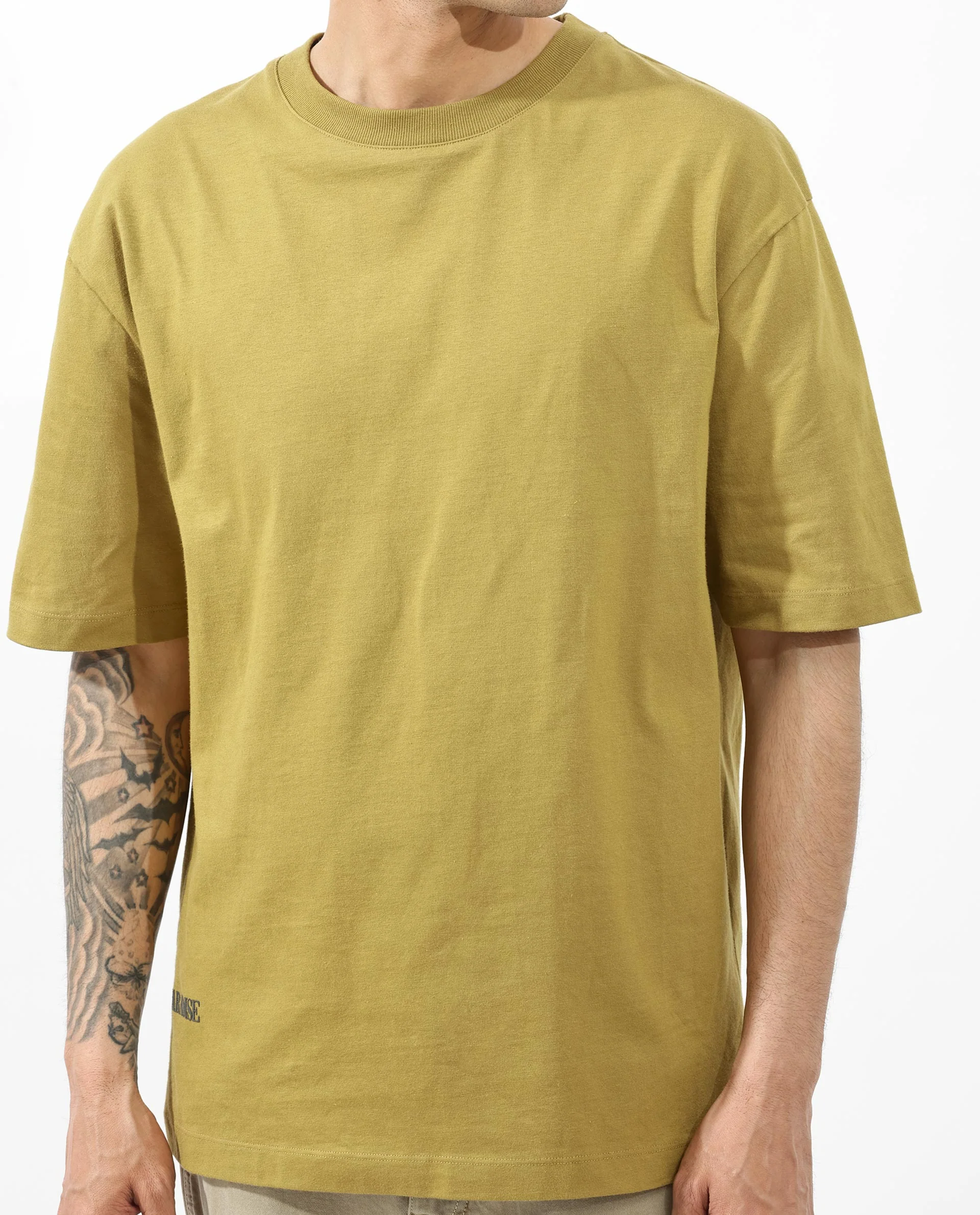 Rare Rabbit Articale Men's Alff Fluorescent Green Cotton Polyester Fabric Crew Neck Oversized Fit Graphic Printed T-Shirt - Image 6