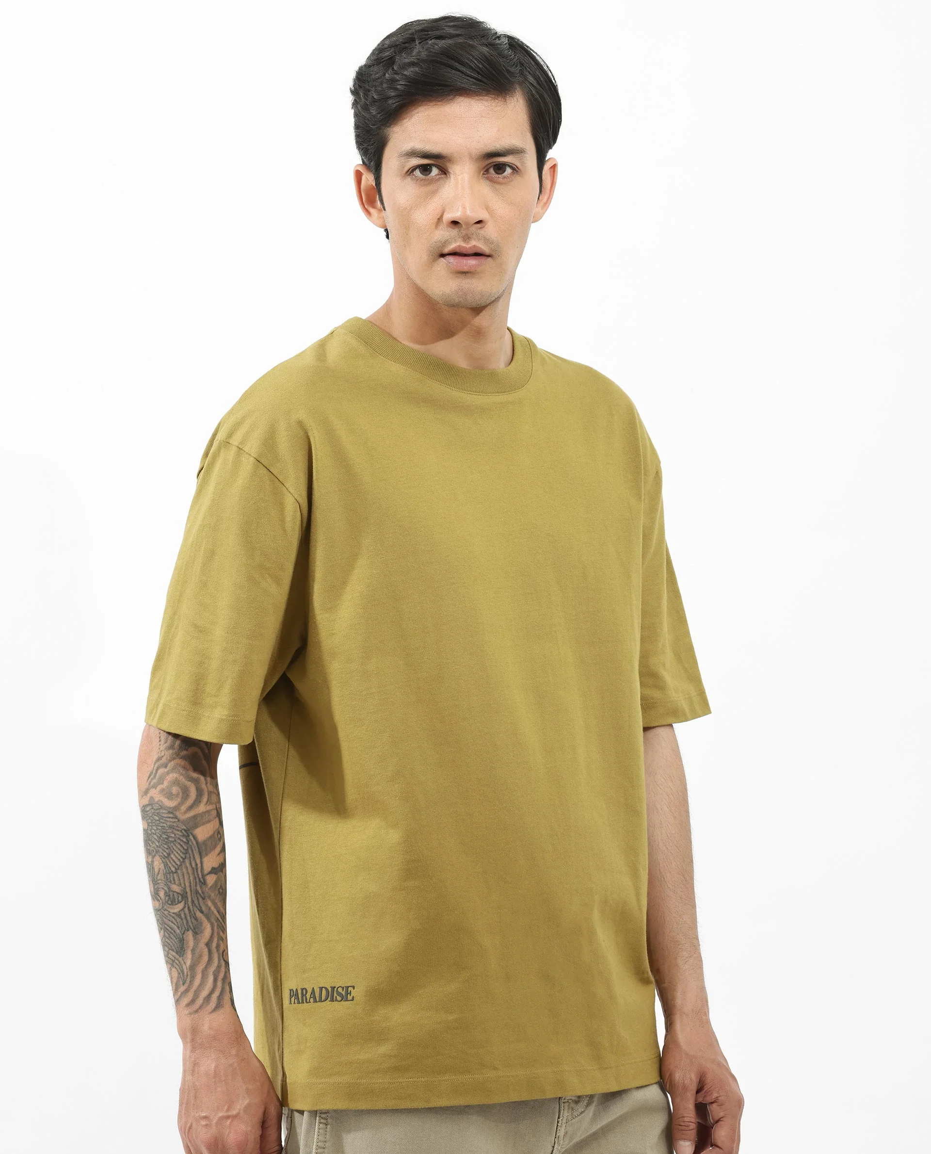 Rare Rabbit Articale Men's Alff Fluorescent Green Cotton Polyester Fabric Crew Neck Oversized Fit Graphic Printed T-Shirt - Image 7