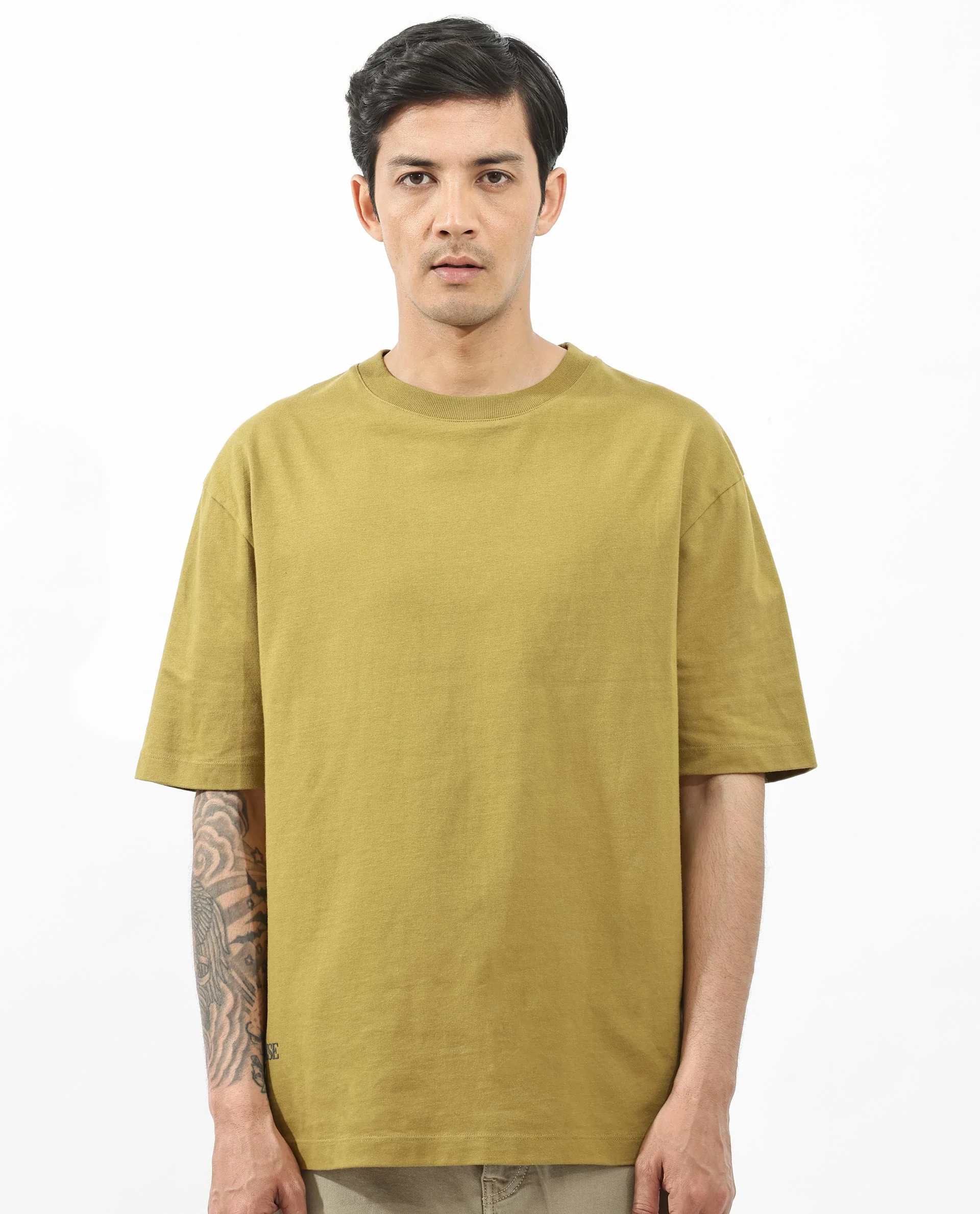 Rare Rabbit Articale Men's Alff Fluorescent Green Cotton Polyester Fabric Crew Neck Oversized Fit Graphic Printed T-Shirt - Image 8