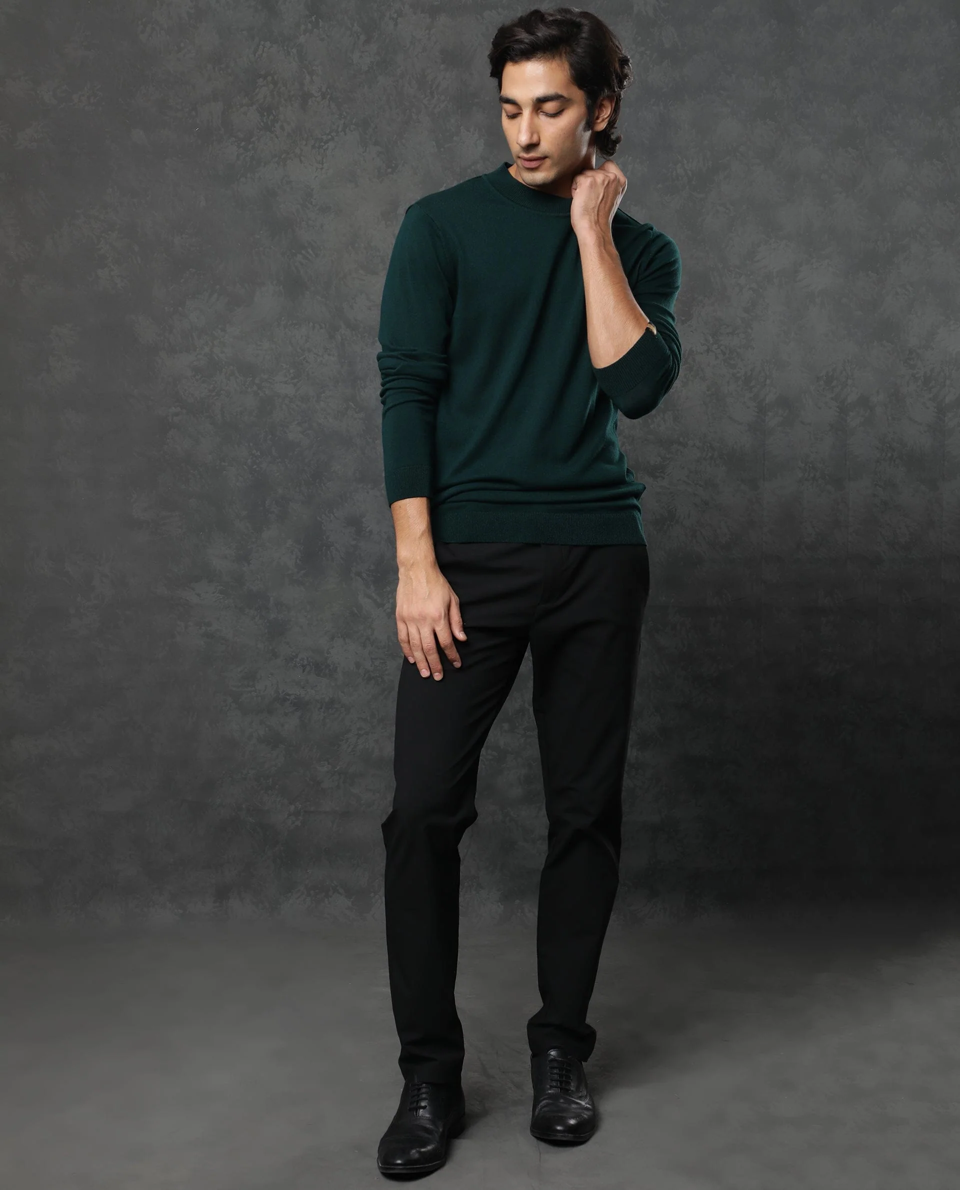 Rare Rabbit Men's Alfo Green Plain Slim Fit Full Sleeve High Neck Sweater - Image 5