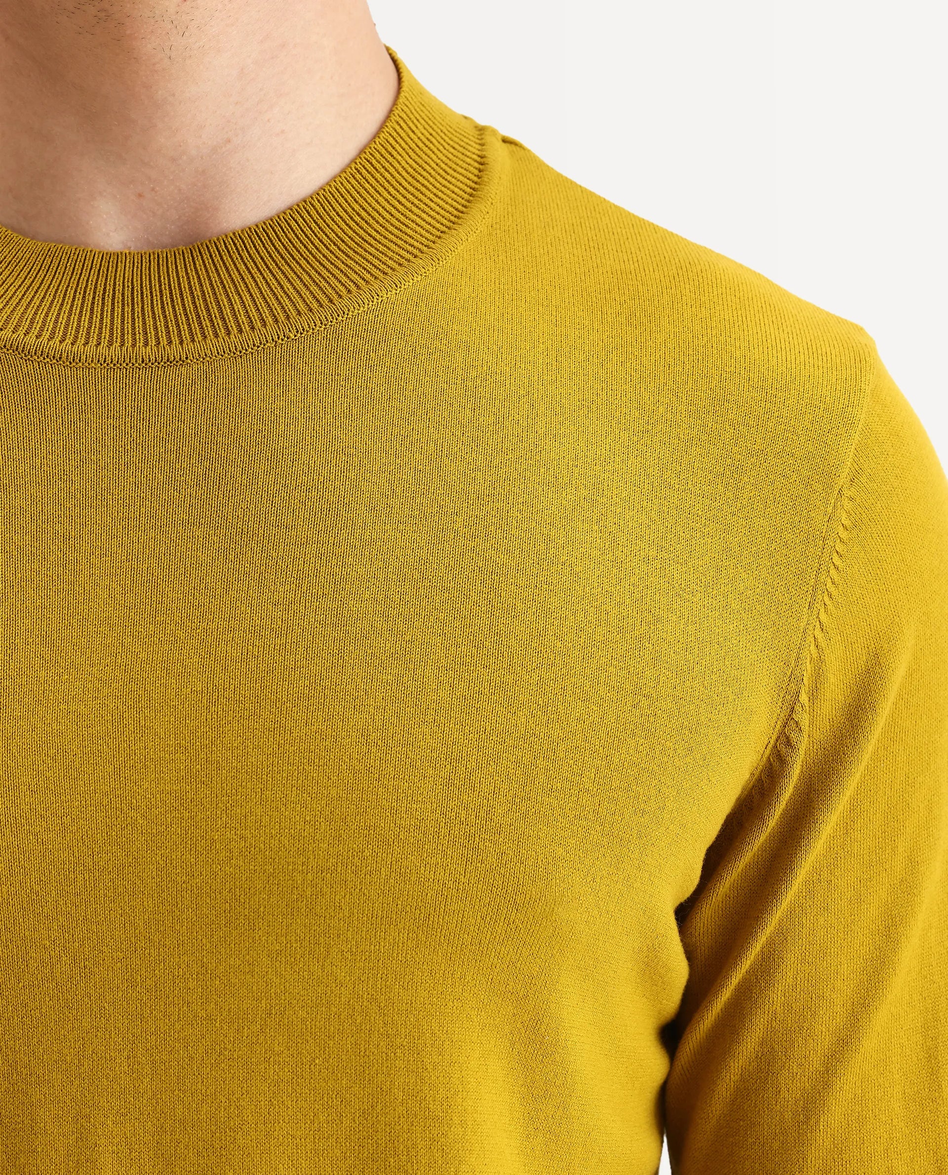Rare Rabbit Men's Alfo 1 Mustard Viscose Plain Slim Fit Full Sleeve High Neck Sweater - Image 3