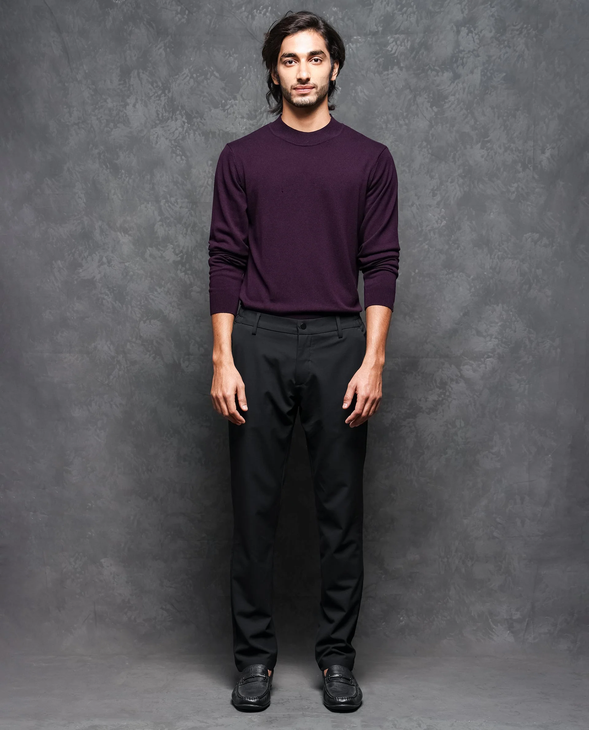 Rare Rabbit Men's Alfo 1 Purple Viscose Plain Slim Fit Full Sleeve High Neck Sweater - Image 2