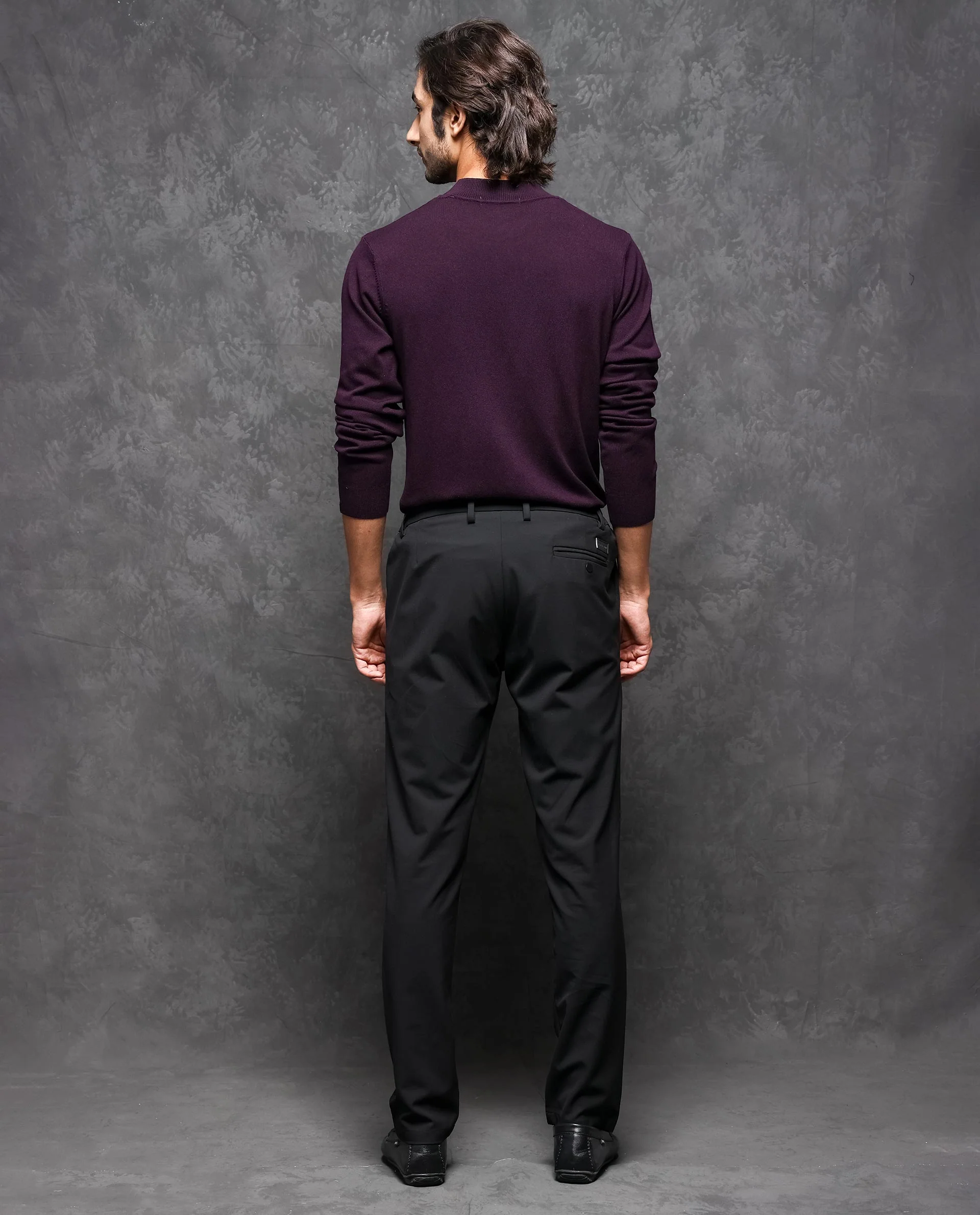 Rare Rabbit Men's Alfo 1 Purple Viscose Plain Slim Fit Full Sleeve High Neck Sweater - Image 6
