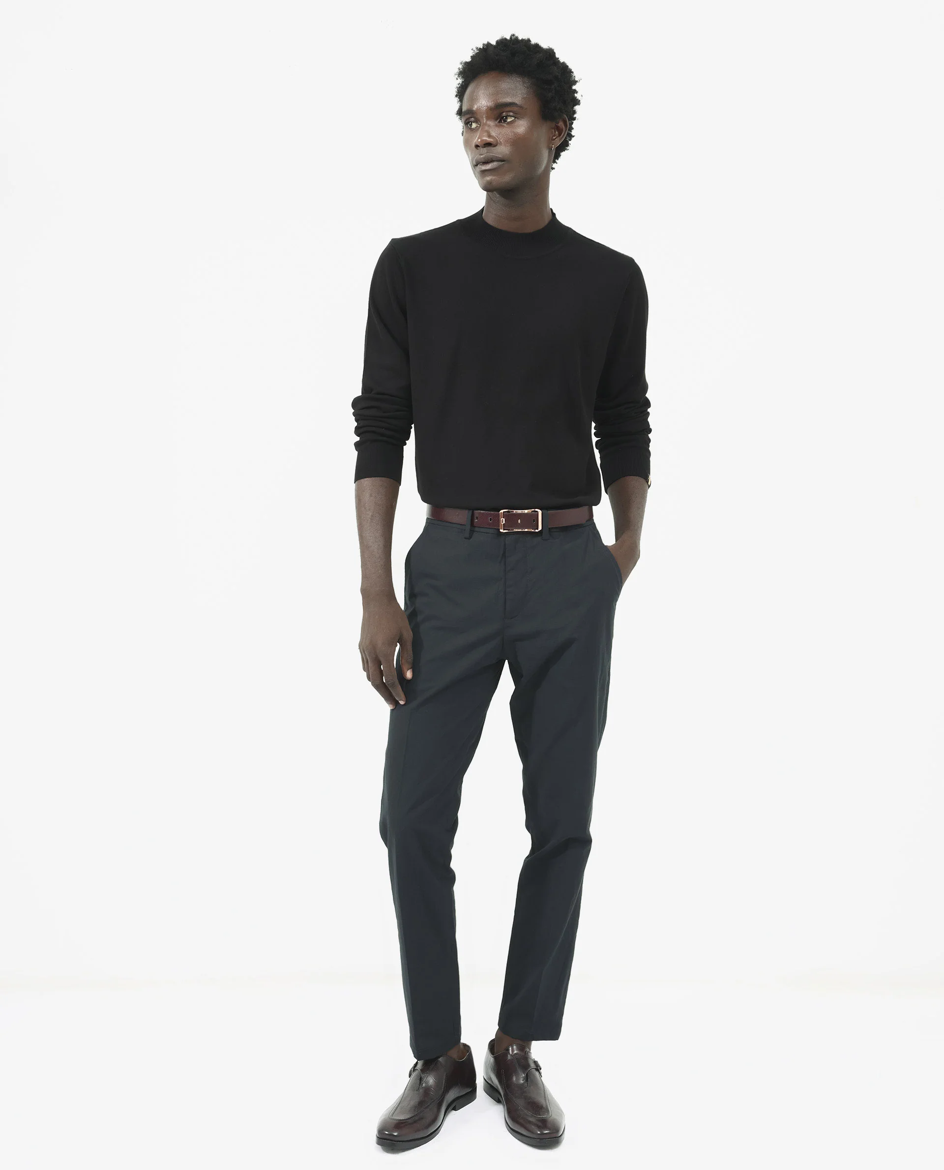 Rare Rabbit Men's Alfot Black Viscose Plain Regular Fit Full Sleeve High Neck Sweater - Image 2