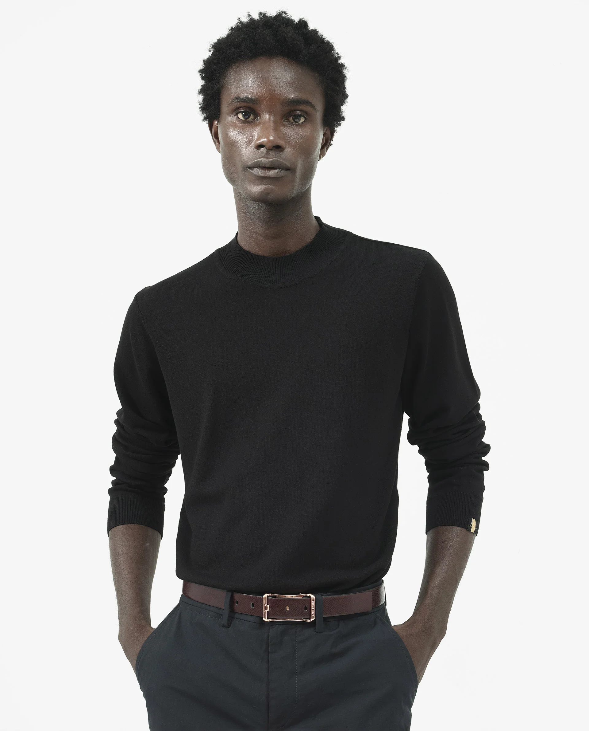 Rare Rabbit Men's Alfot Black Viscose Plain Regular Fit Full Sleeve High Neck Sweater - Image 4