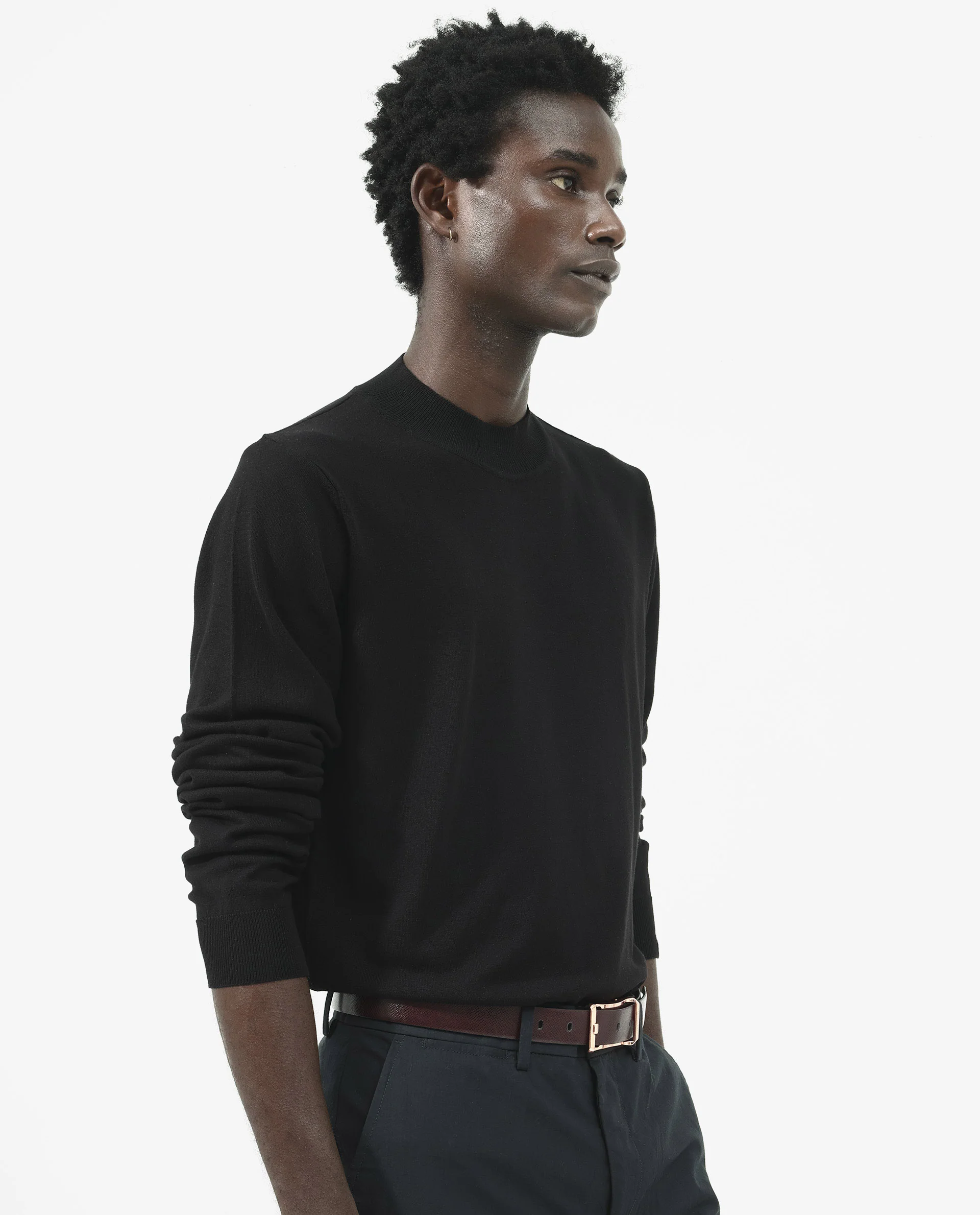 Rare Rabbit Men's Alfot Black Viscose Plain Regular Fit Full Sleeve High Neck Sweater - Image 6