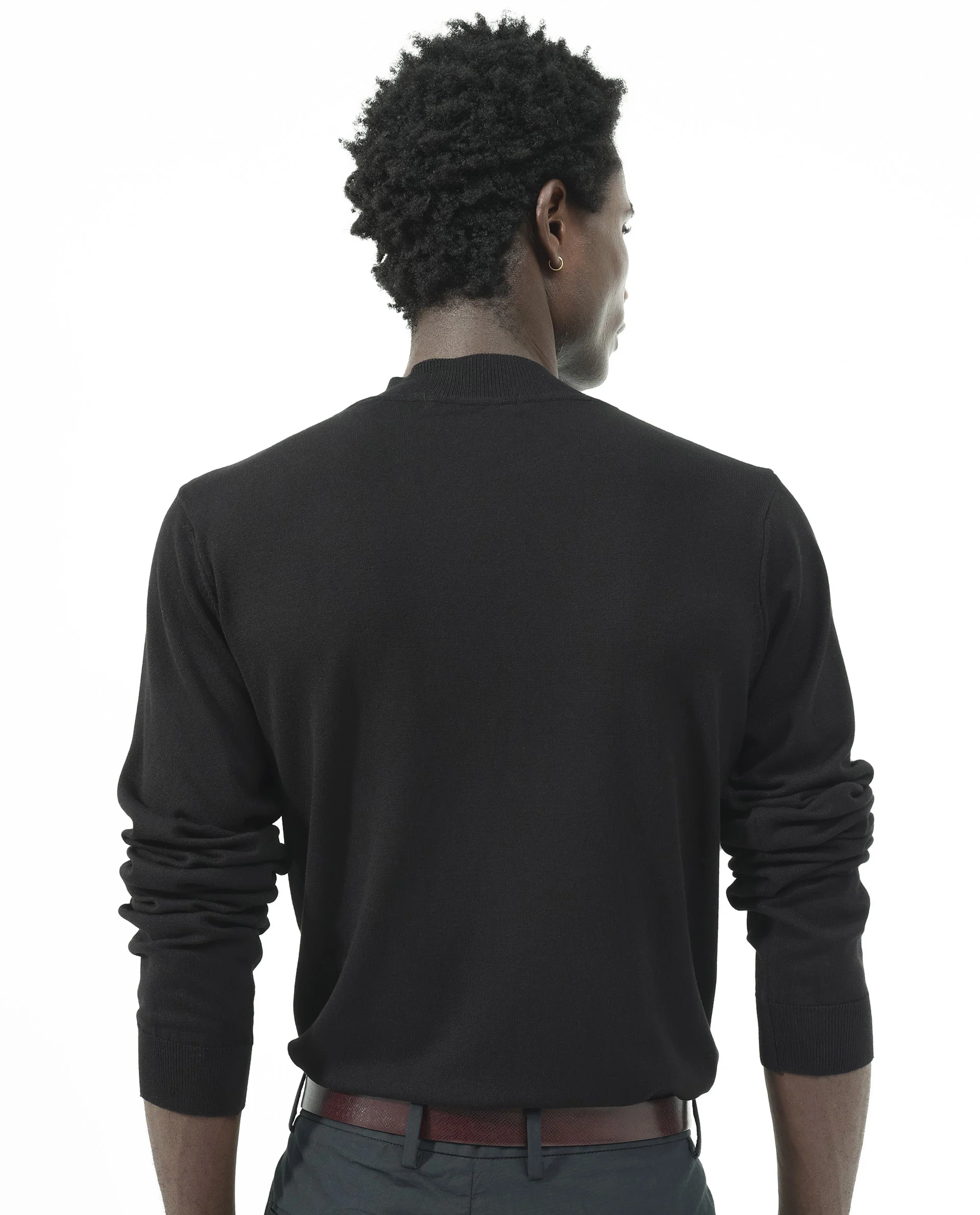 Rare Rabbit Men's Alfot Black Viscose Plain Regular Fit Full Sleeve High Neck Sweater - Image 7