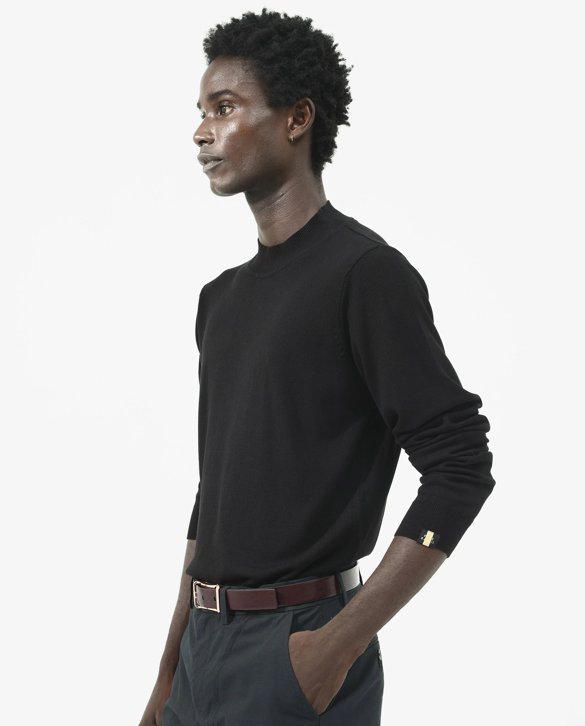 Rare Rabbit Men's Alfot Black Viscose Plain Regular Fit Full Sleeve High Neck Sweater - Image 9