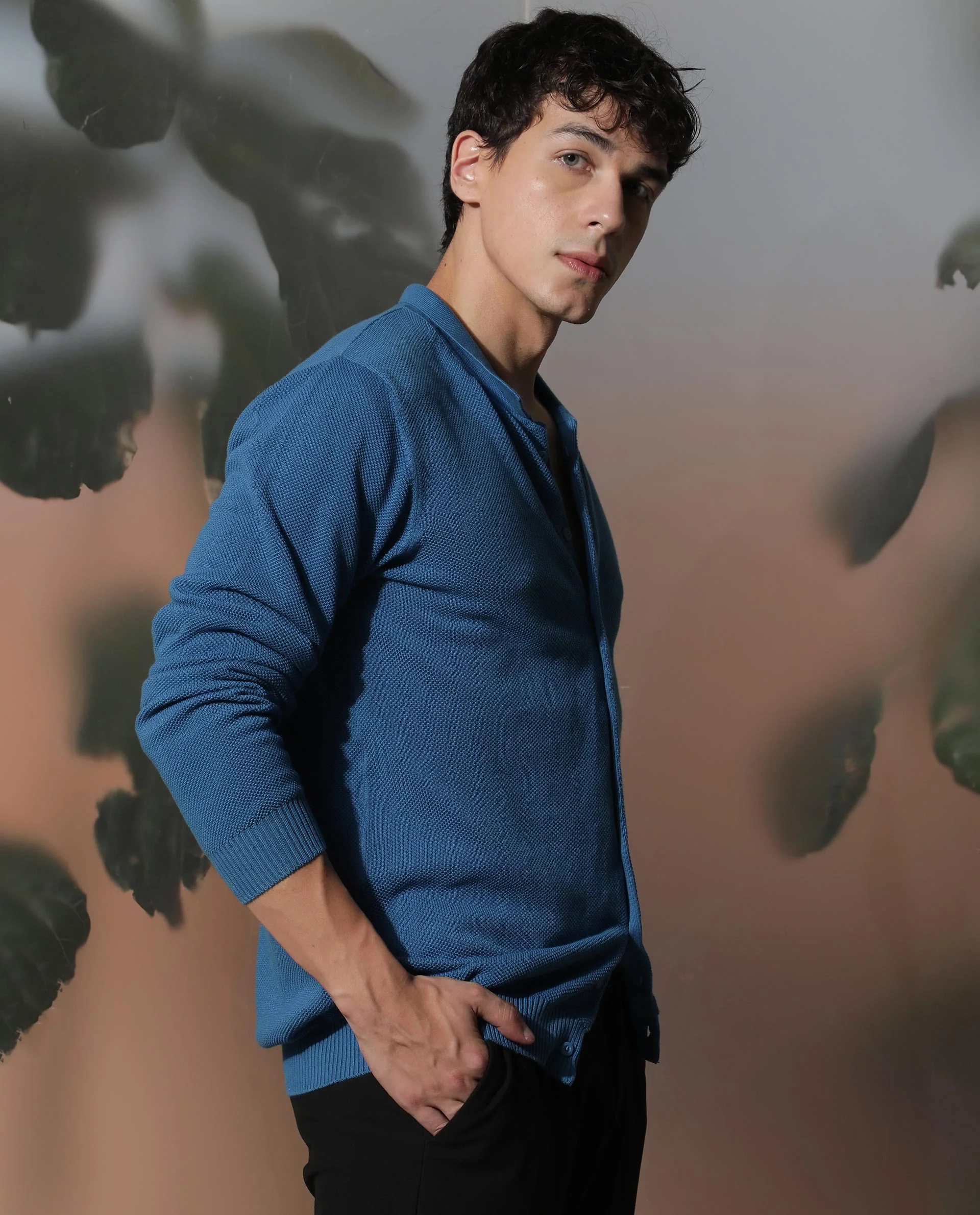 Rare Rabbit Men's Alias Blue Plain Regular Fit Full Sleeve Spread Collar Shirt - Image 7