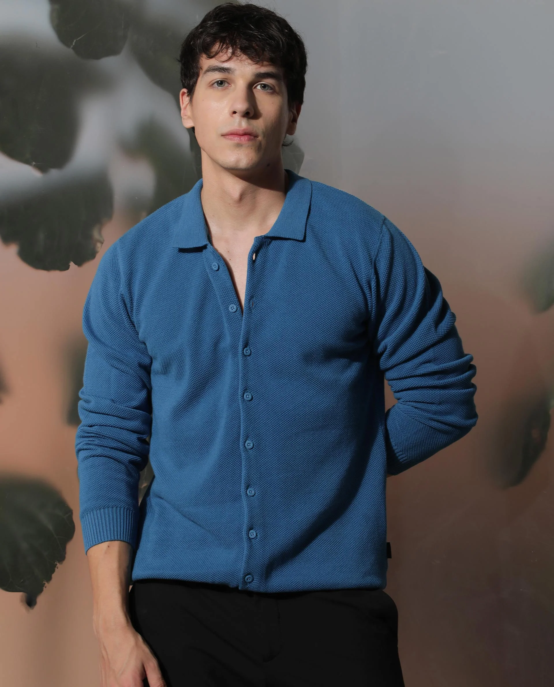 Rare Rabbit Men's Alias Blue Plain Regular Fit Full Sleeve Spread Collar Shirt - Image 8